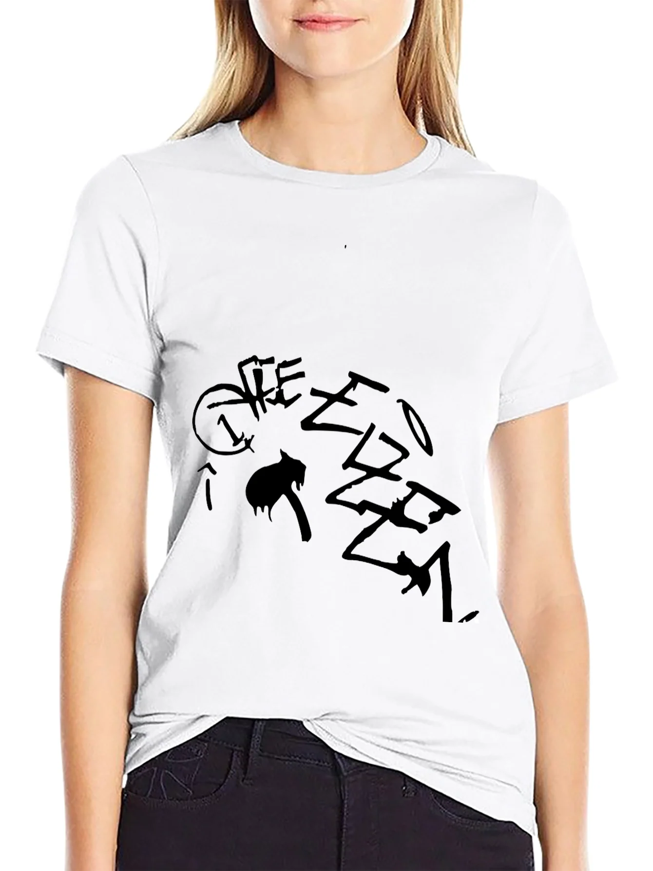 Camiseta Negra con Dise?o Gr¨¢fico Abstracto