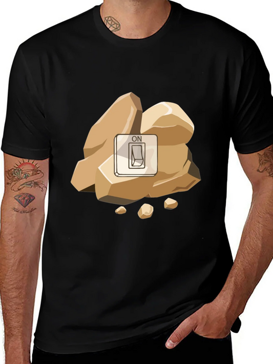 Camiseta Negra Roca Encendida Original y Divertida