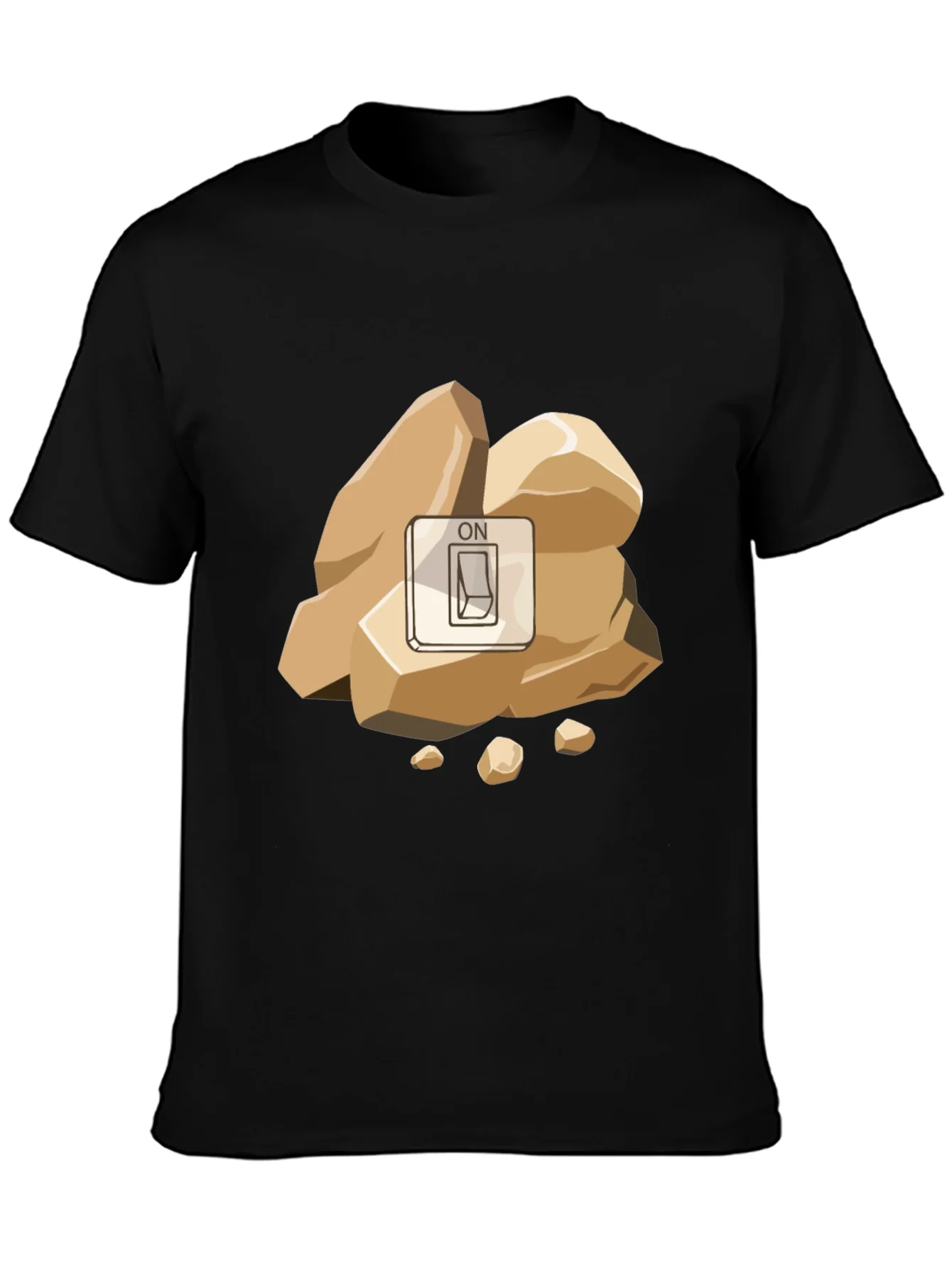 Camiseta Negra Roca Encendida Original y Divertida