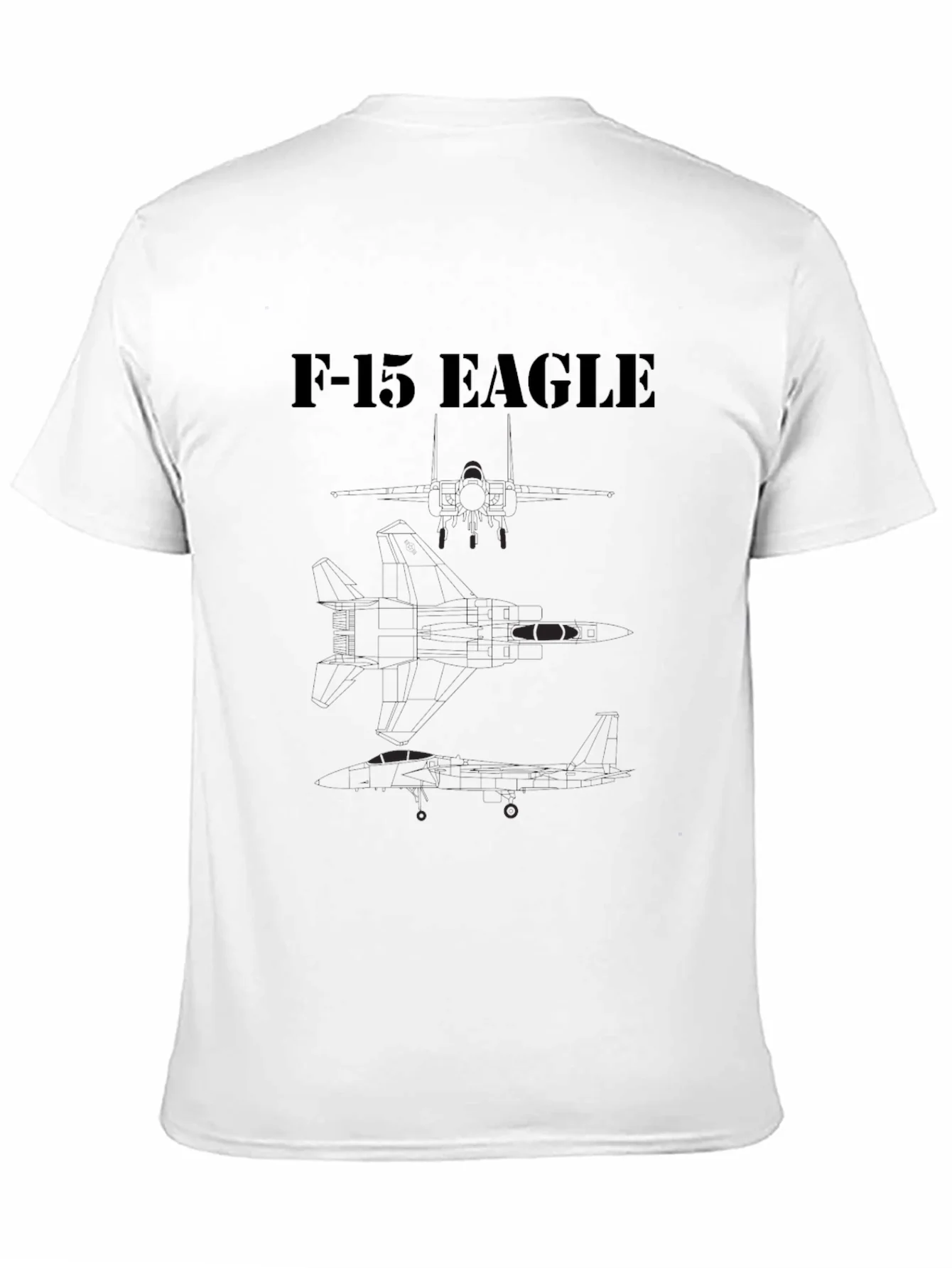 Camiseta Negra F-15 Eagle Estampada
