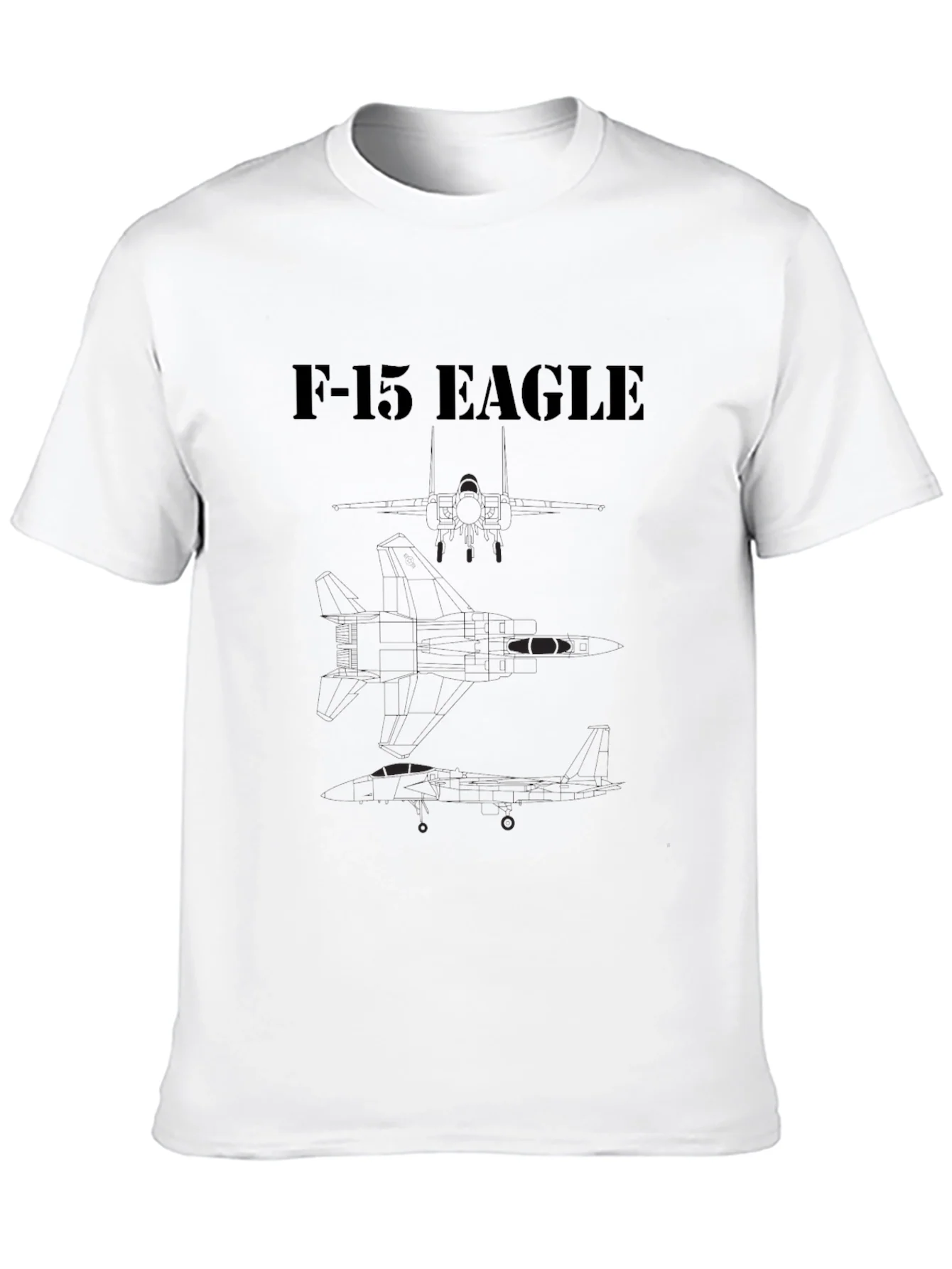 Camiseta Negra F-15 Eagle Estampada