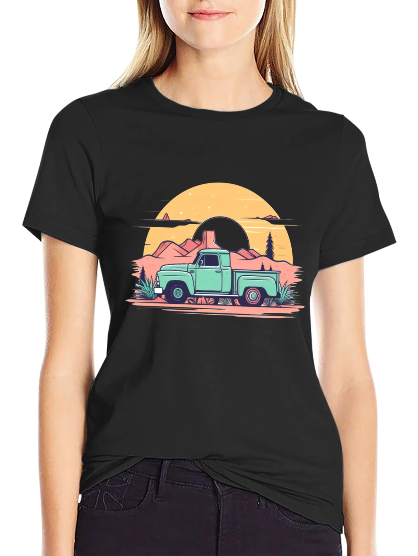 Rebbecca Retro Truck Graphic Tee - Black