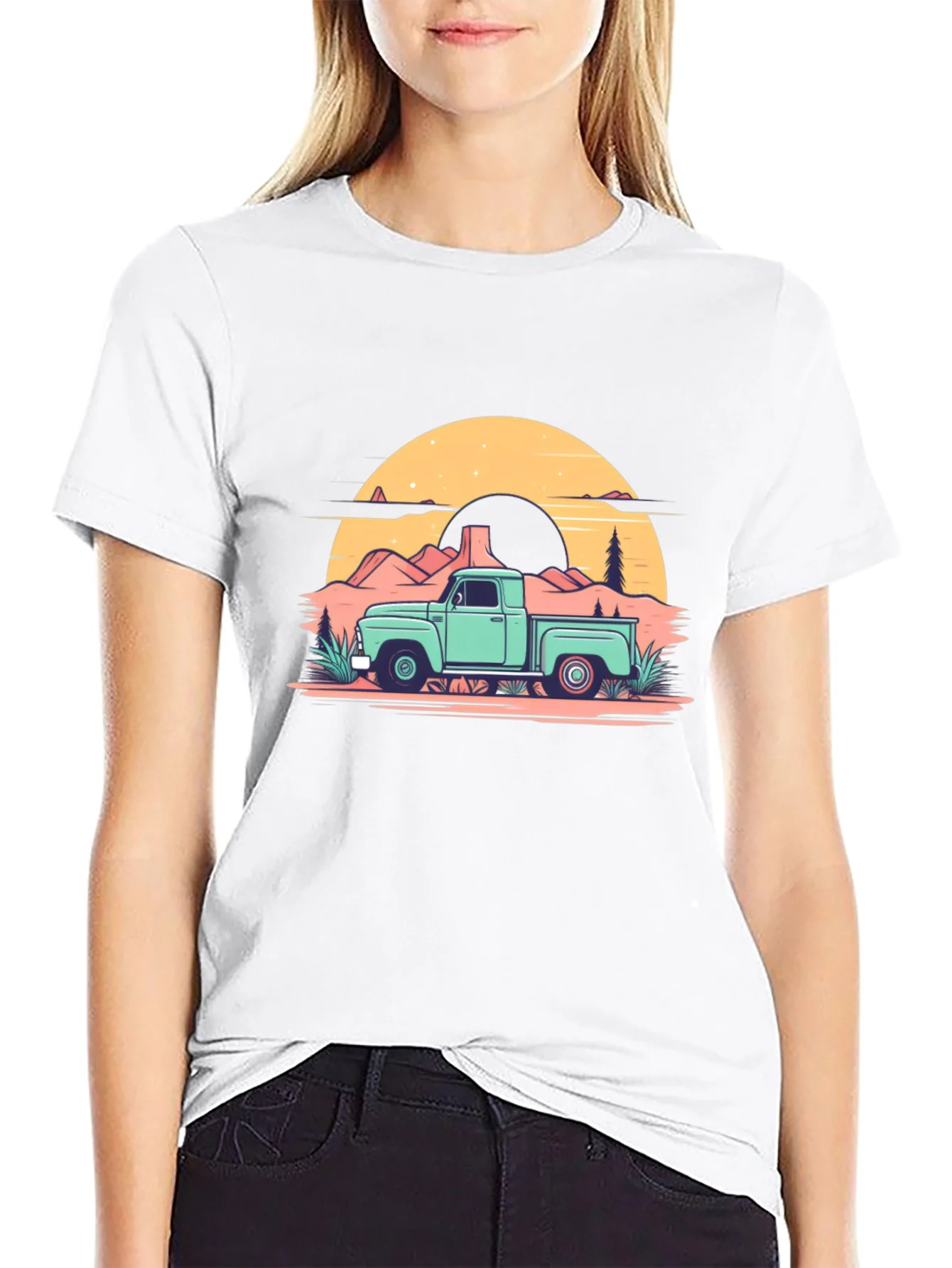Rebbecca Retro Truck Graphic Tee - Black