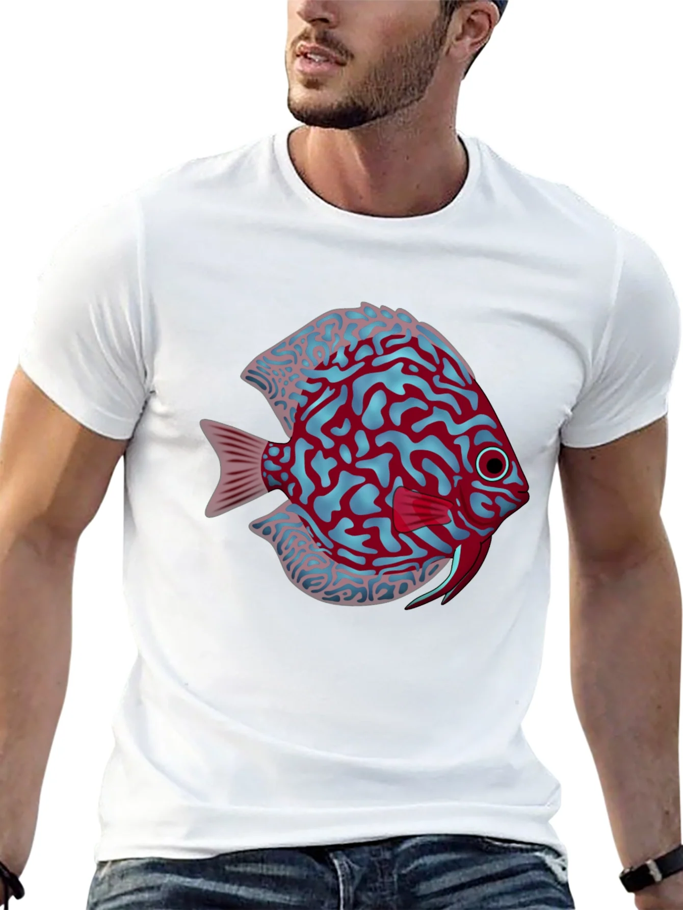 Rebbecca Cool Graphic Fish Print Black Tee