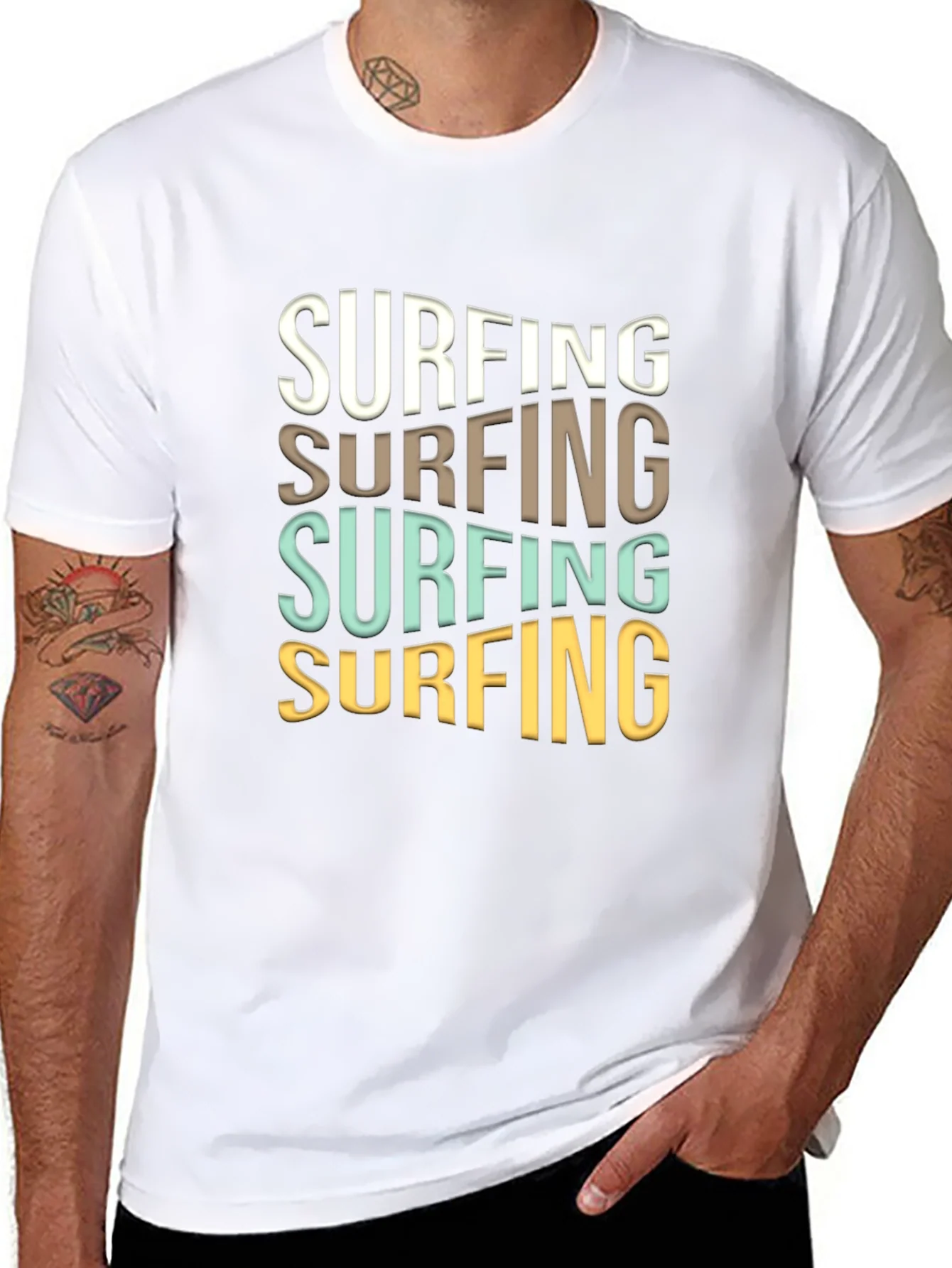 Camiseta Negra Surfing Estilo Retro