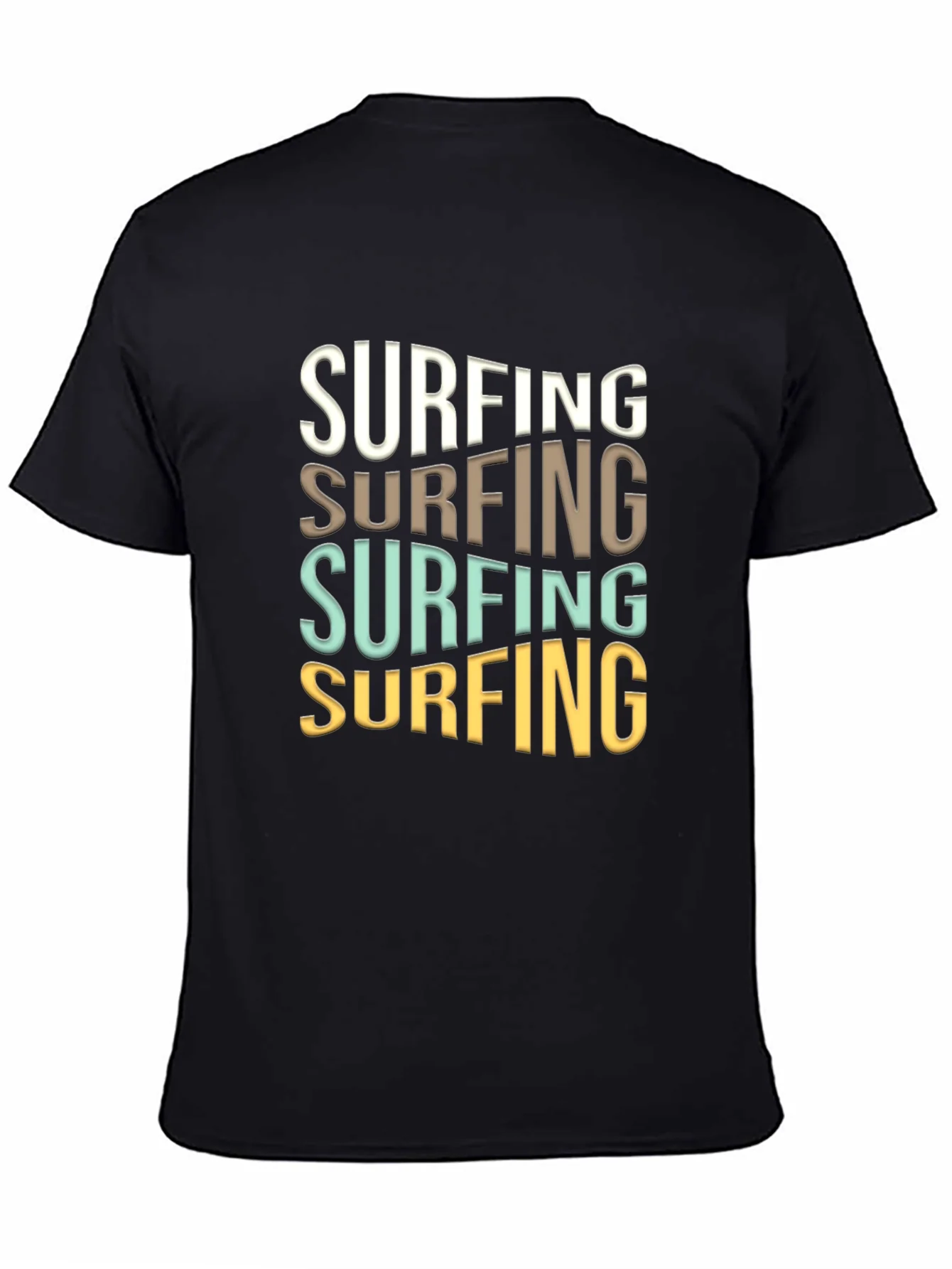 Camiseta Negra Surfing Estilo Retro