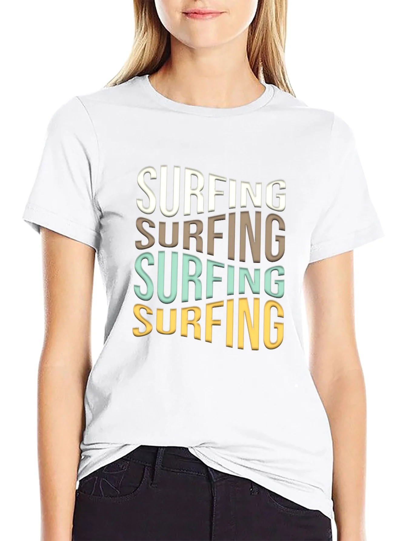 Camiseta Negra Surfing Estilo Retro
