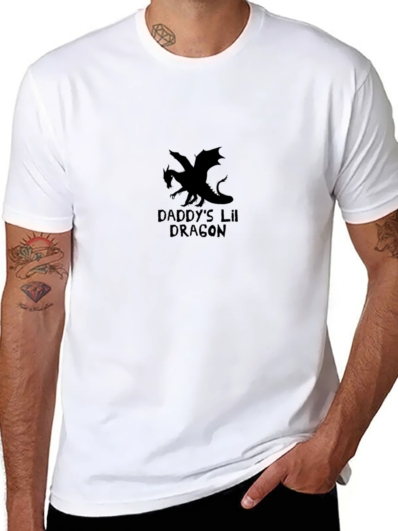 Camiseta Negra Daddys Lil Dragon para Hombre