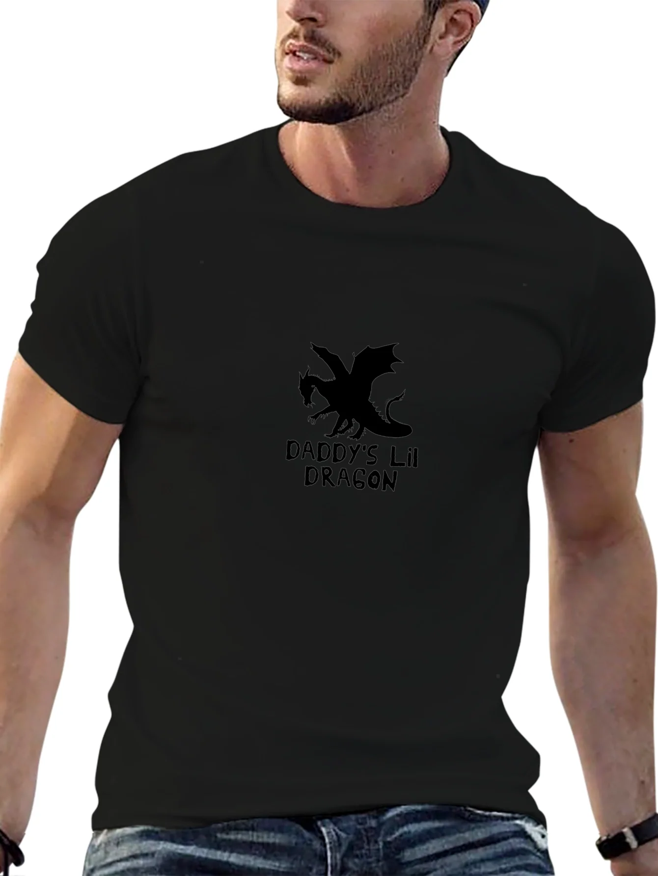 Camiseta Negra Daddys Lil Dragon para Hombre