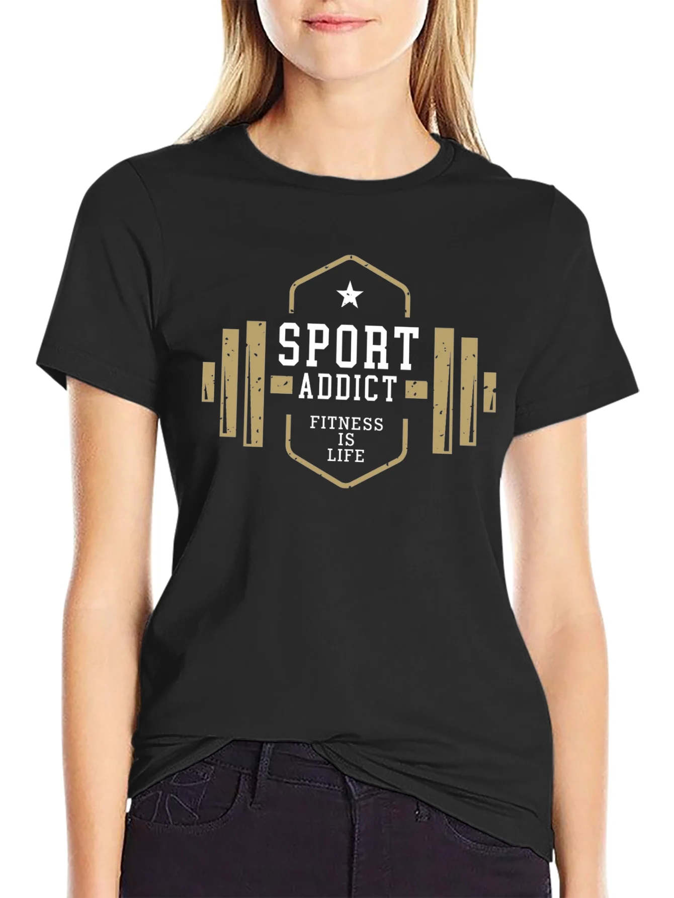 Camiseta Hombre Negra Sport Addict