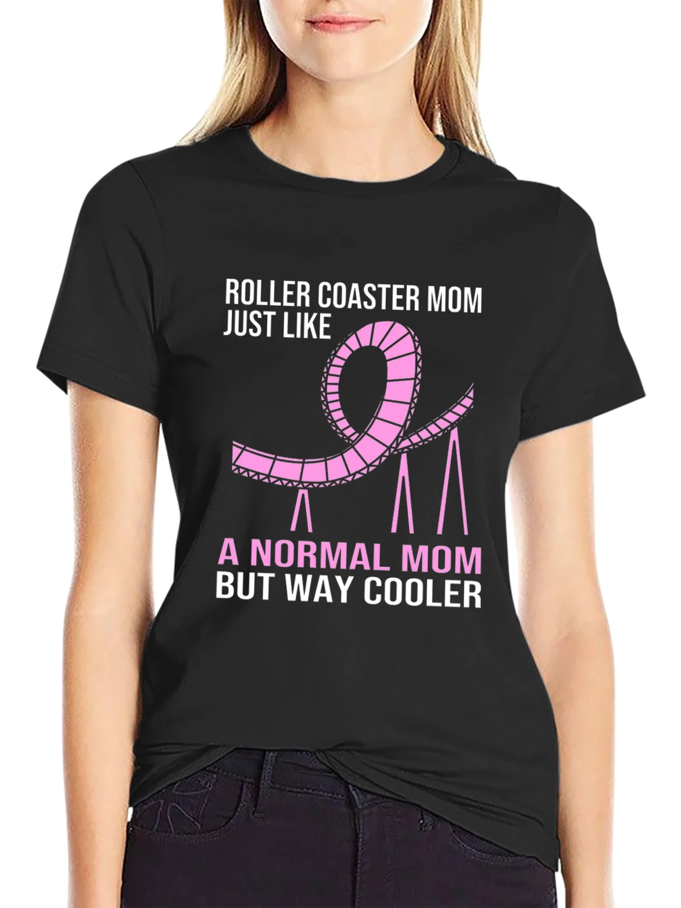 Camiseta Negra Roller Coaster Mom