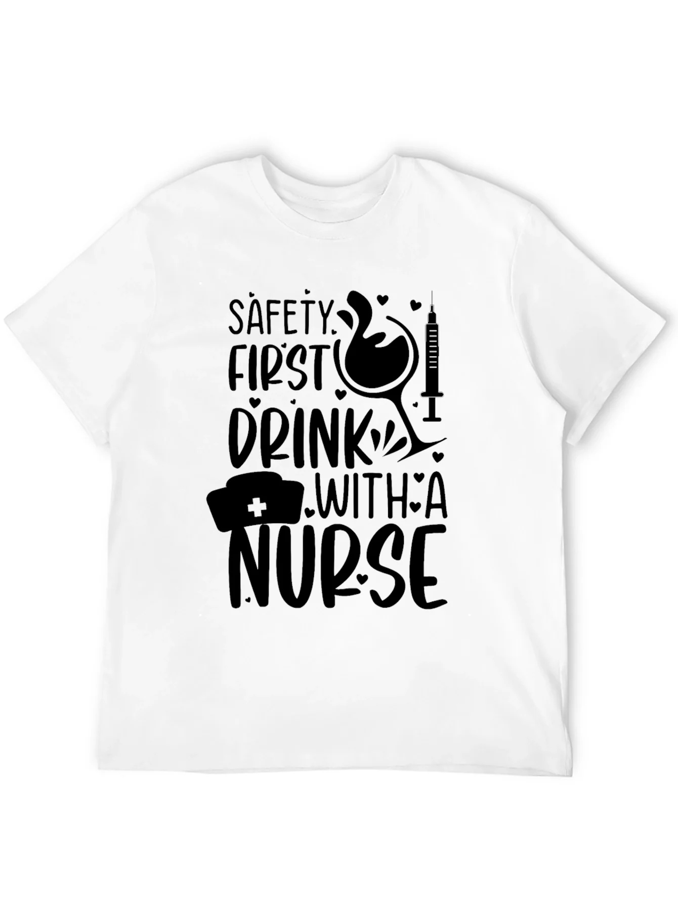 Camiseta Negra: Seguridad Primero ?Bebe con una Enfermera!