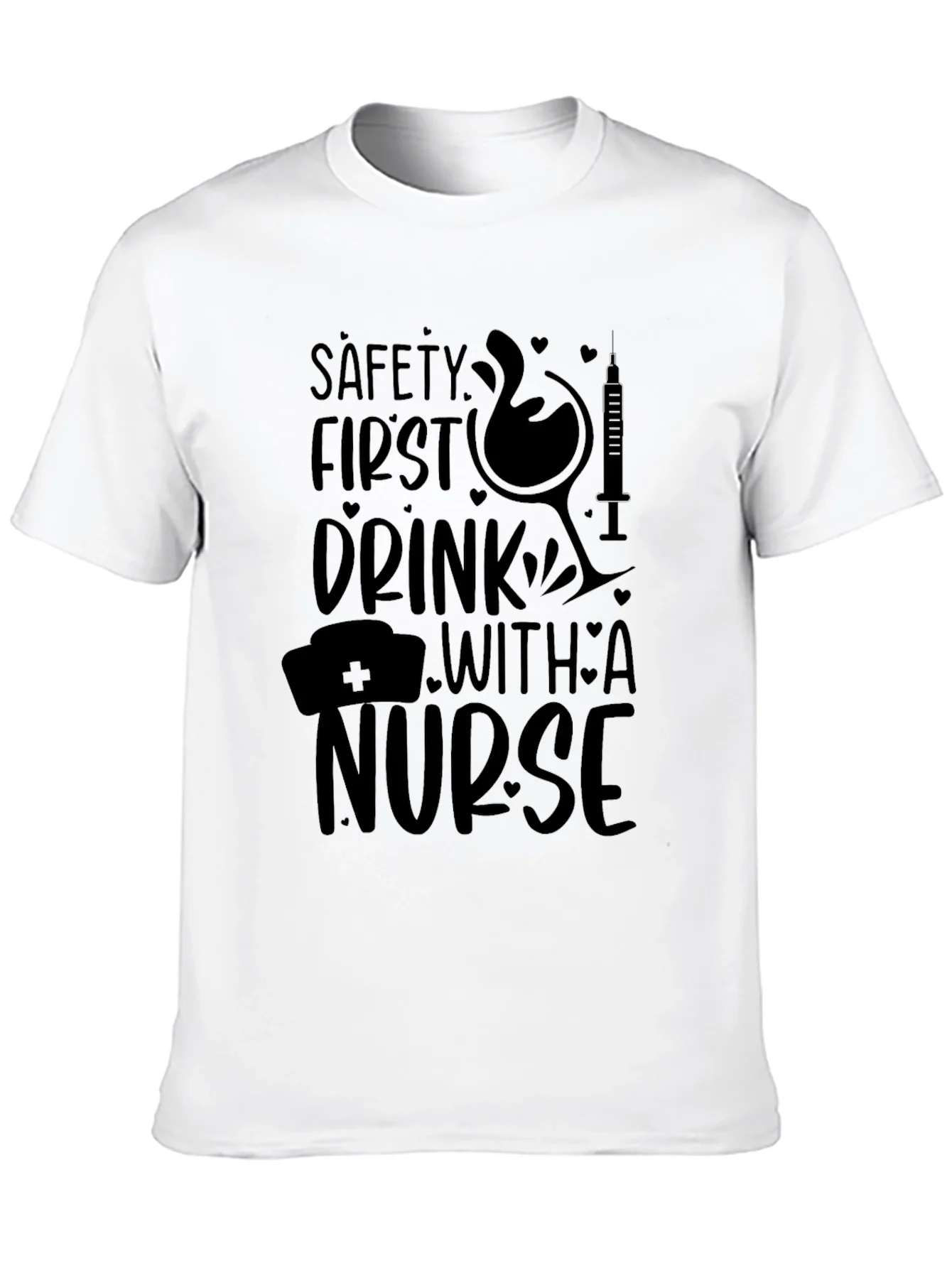 Camiseta Negra: Seguridad Primero ?Bebe con una Enfermera!