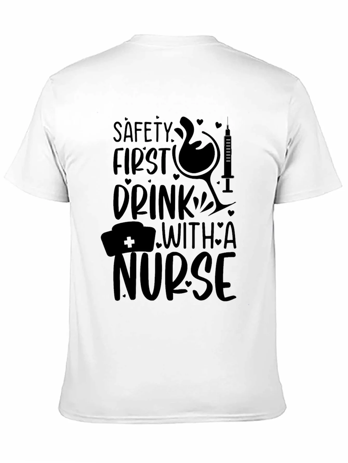 Camiseta Negra: Seguridad Primero ?Bebe con una Enfermera!