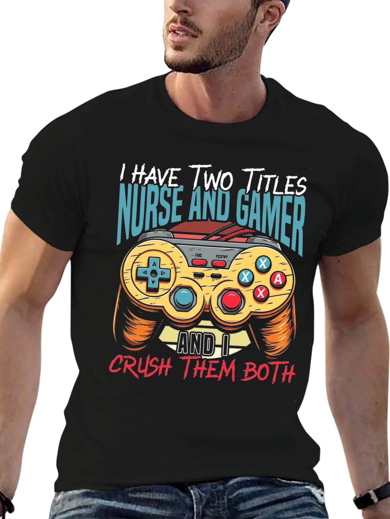 Camiseta Negra: Enfermera y Gamer - ?Doble T¨ªtulo!