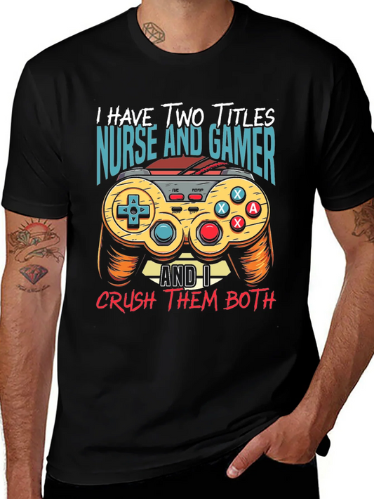 Camiseta Negra: Enfermera y Gamer - ?Doble T¨ªtulo!