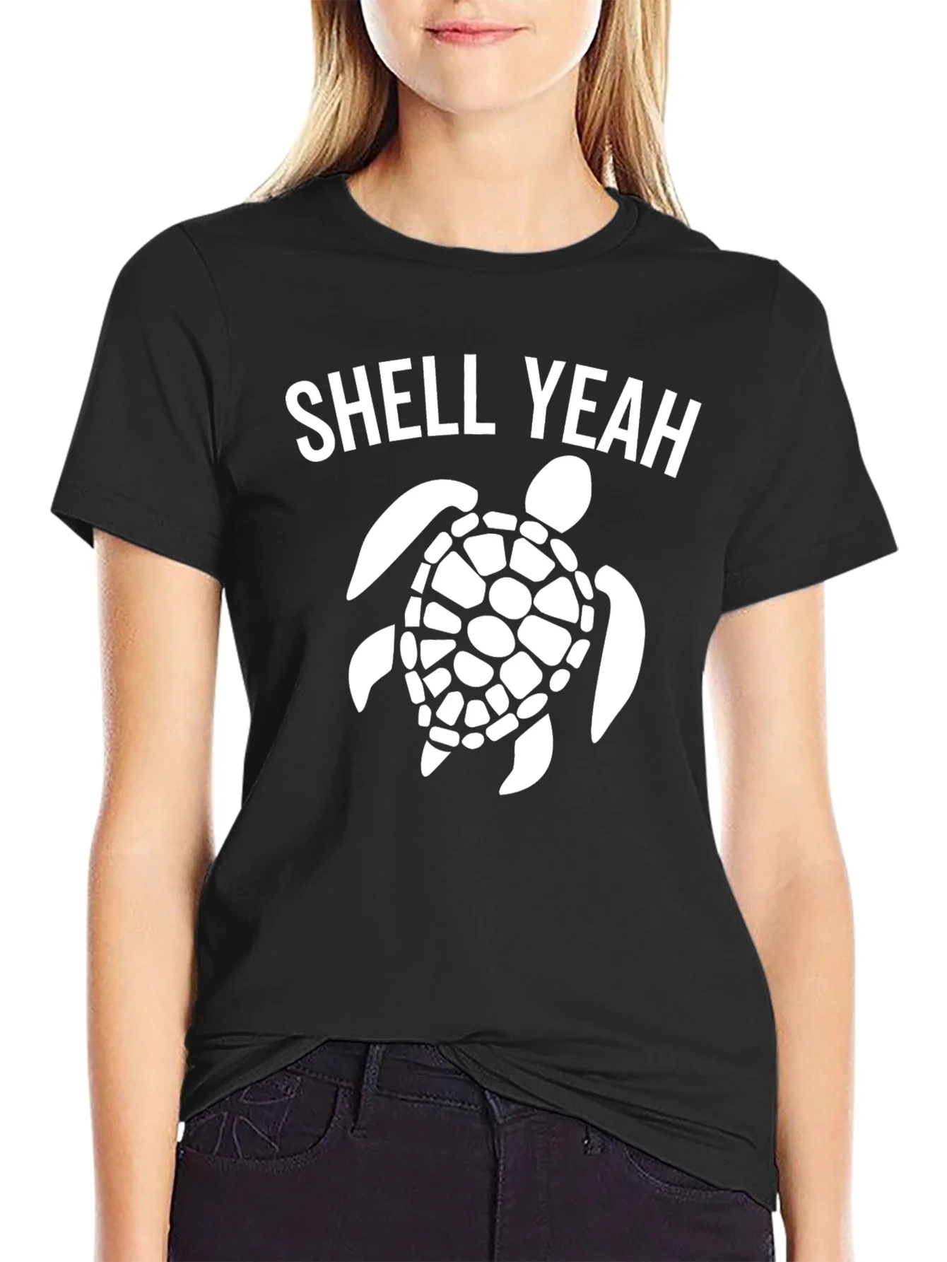 Camiseta Negra Shell Yeah con Dise?o de Tortuga