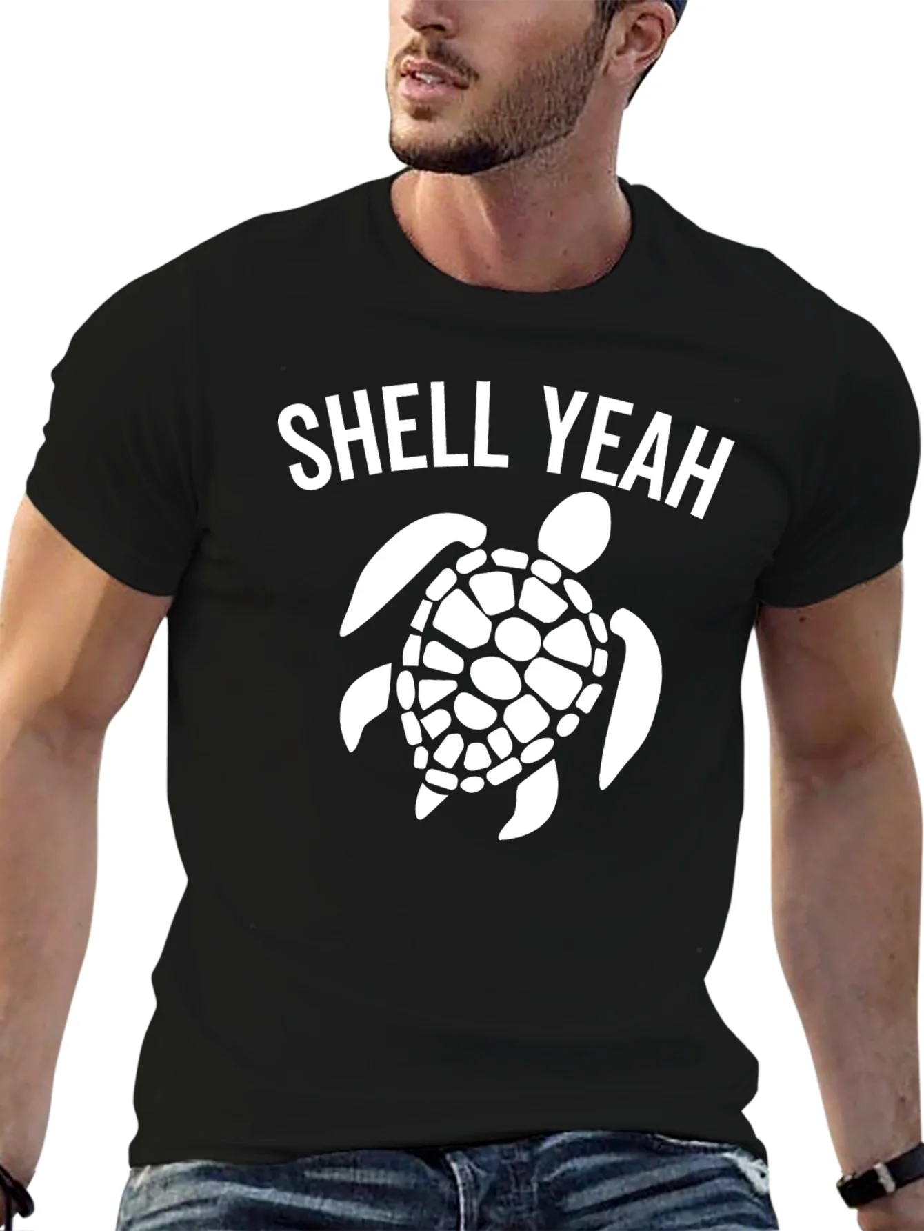 Camiseta Negra Shell Yeah con Dise?o de Tortuga