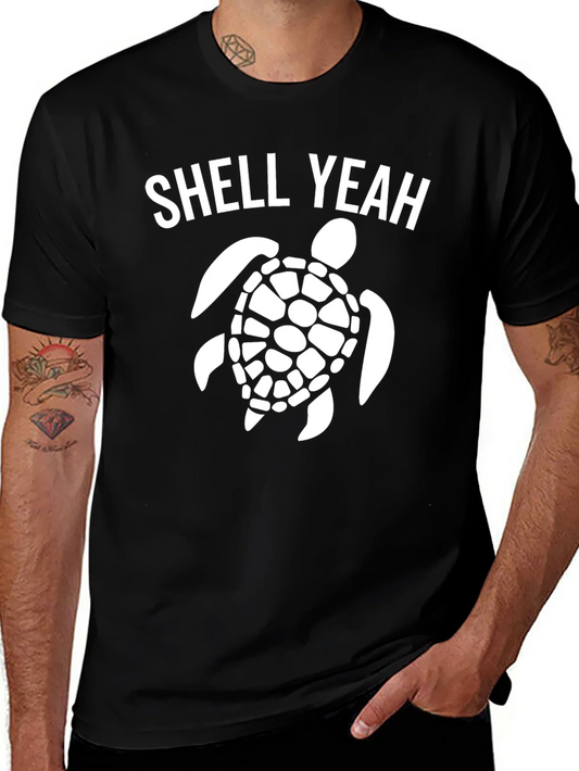 Camiseta Negra Shell Yeah con Dise?o de Tortuga