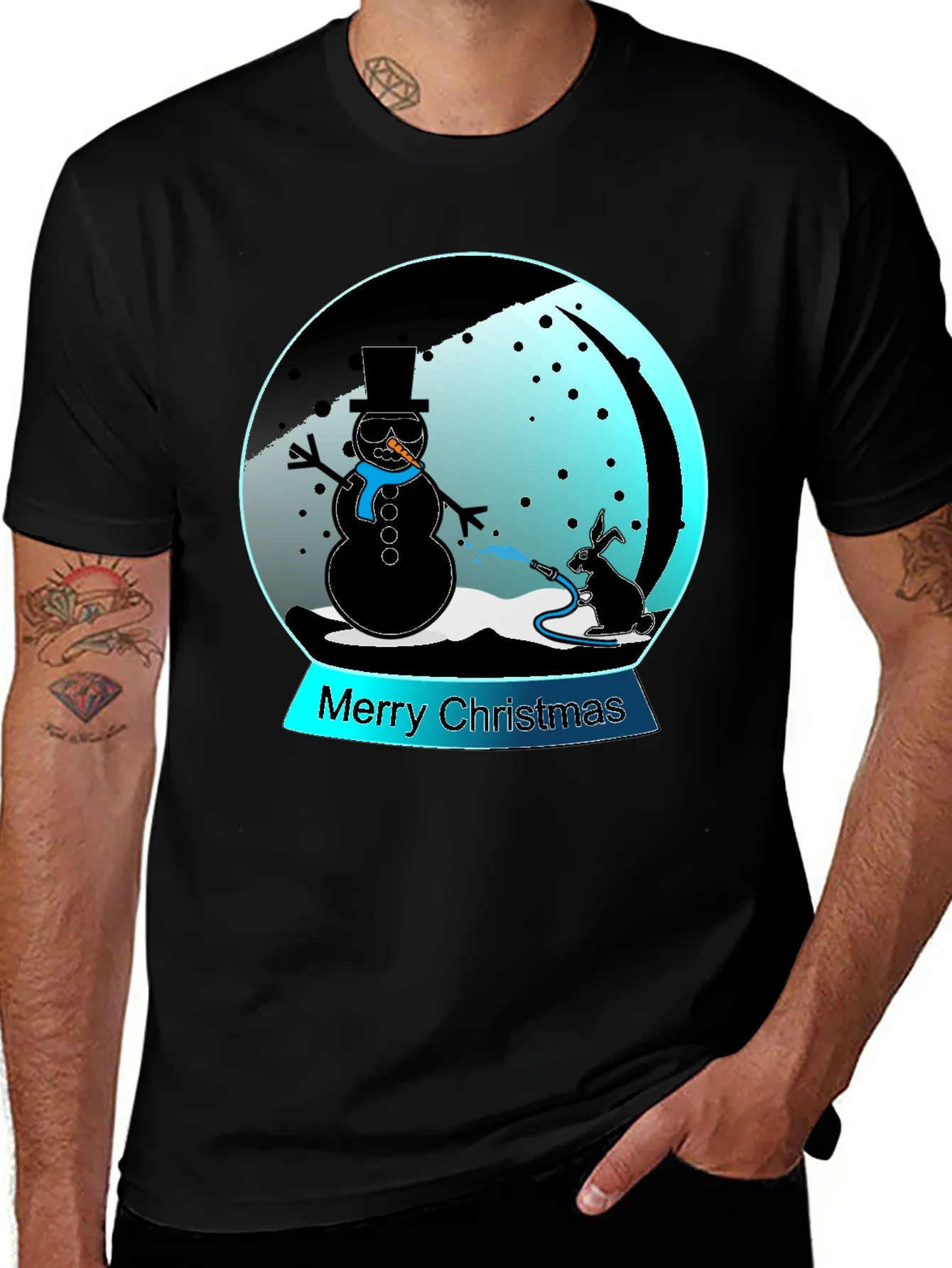 Camiseta Navide?a con Mu?eco de Nieve y Conejo