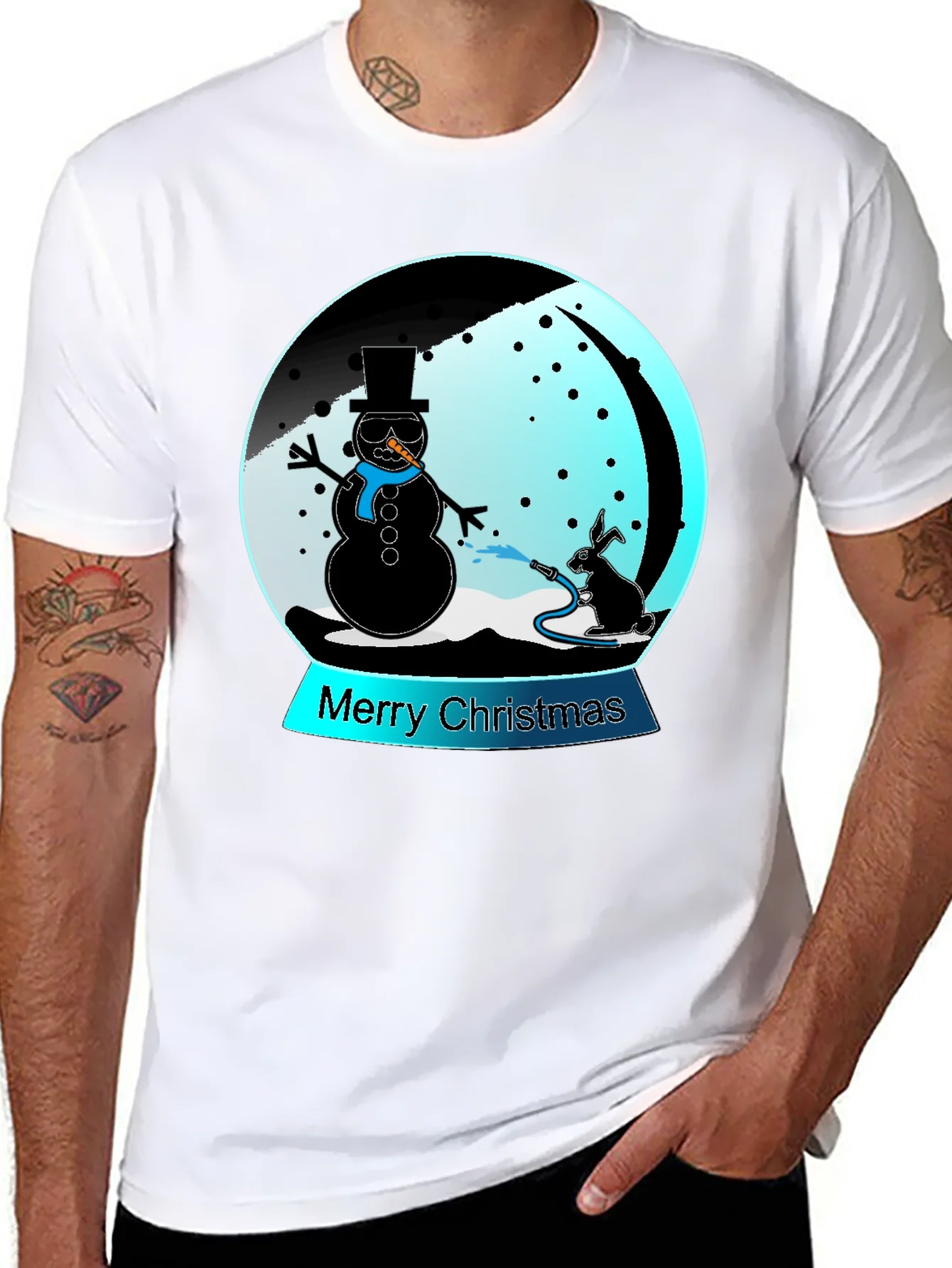 Camiseta Navide?a con Mu?eco de Nieve y Conejo