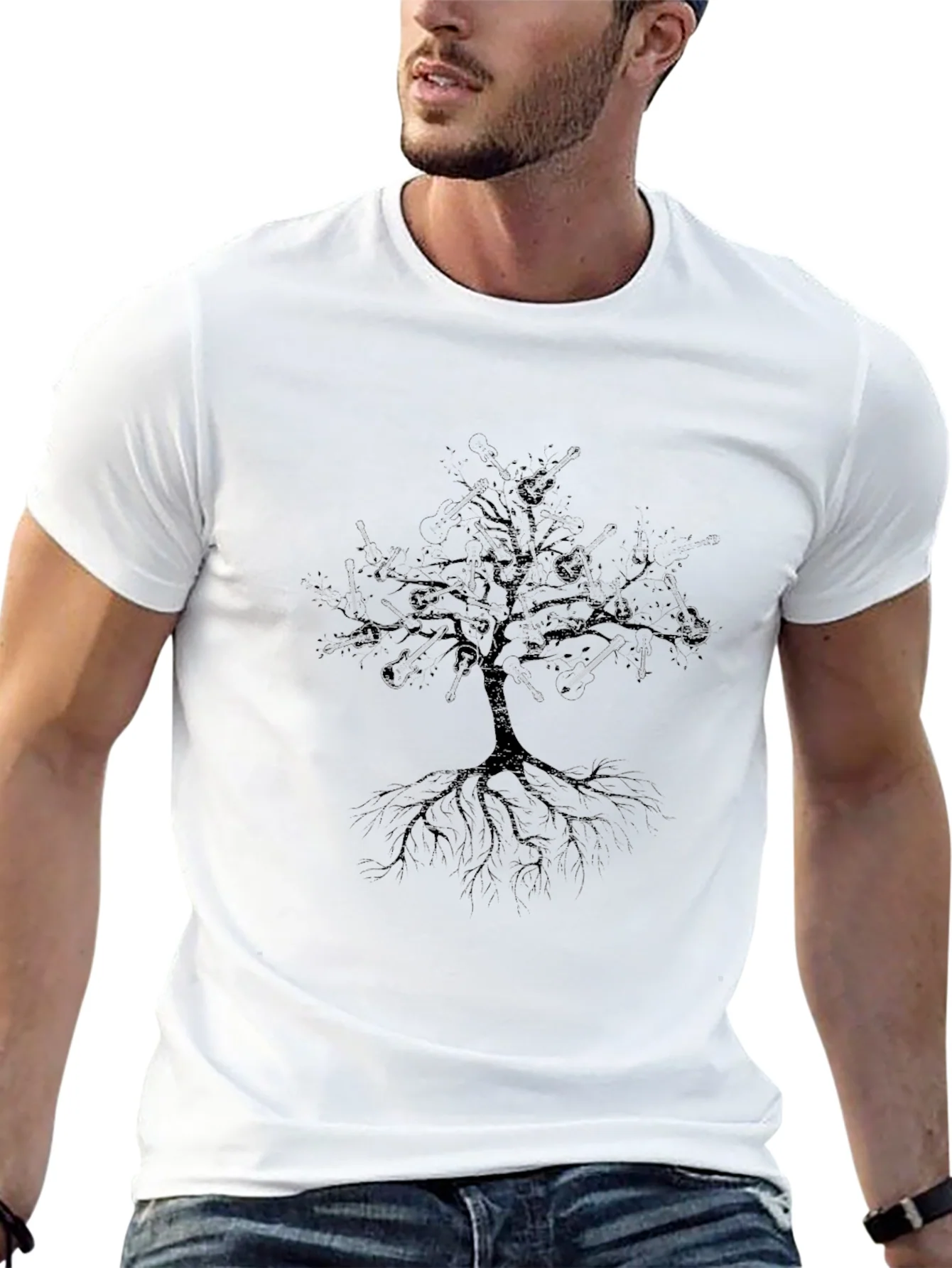 Camiseta Negra ¨¢rbol de Guitarras ¨²nica