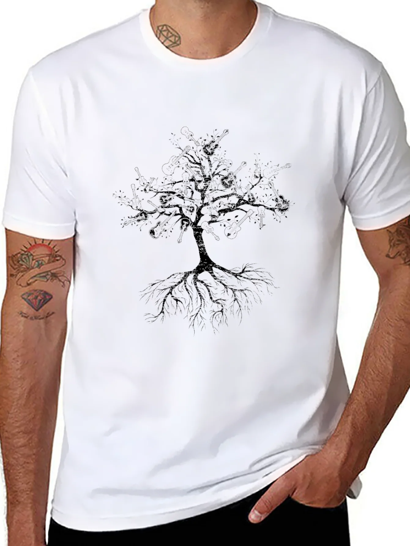 Camiseta Negra ¨¢rbol de Guitarras ¨²nica