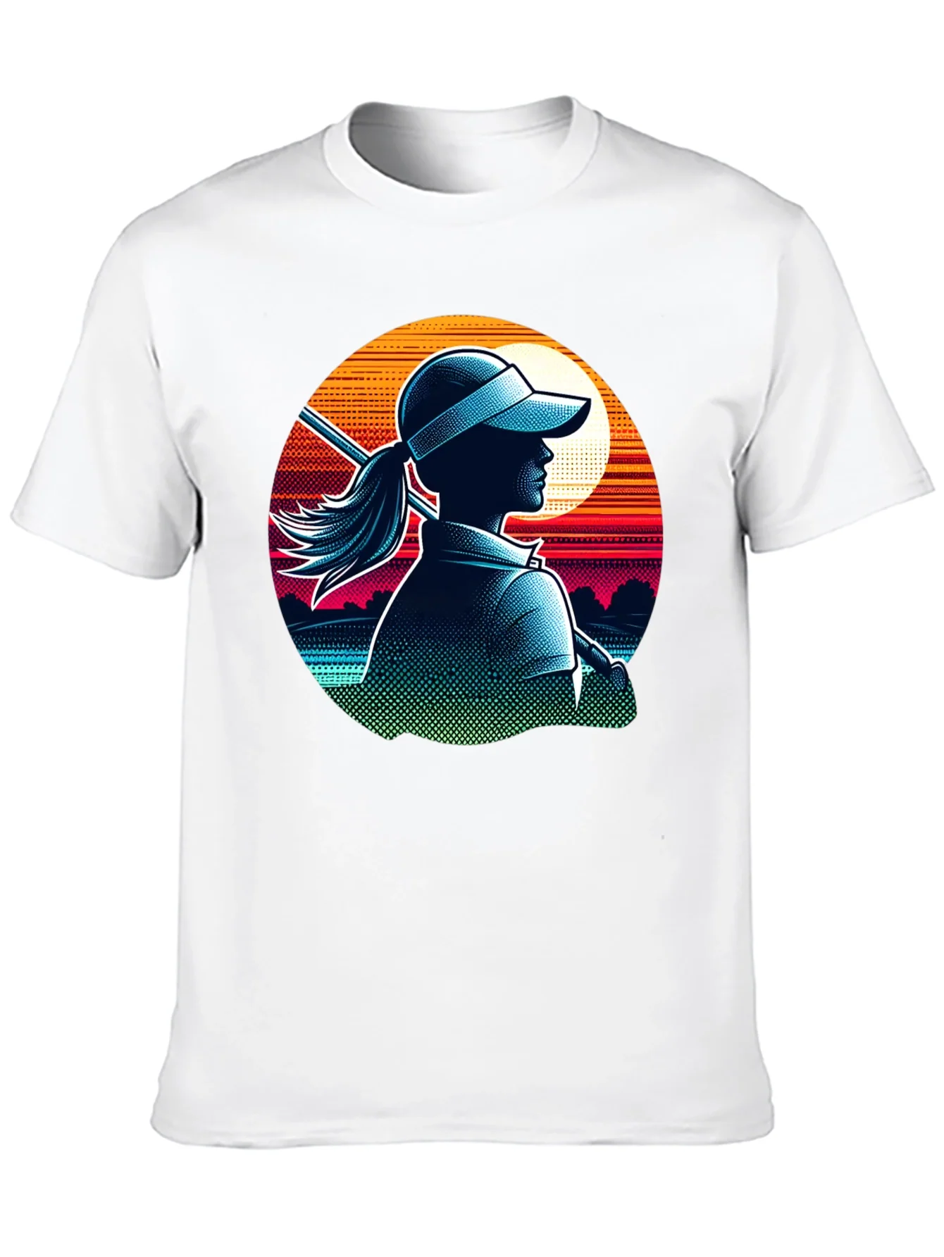 Rebbecca Golf Girl T-Shirt: Sunset Silhouette