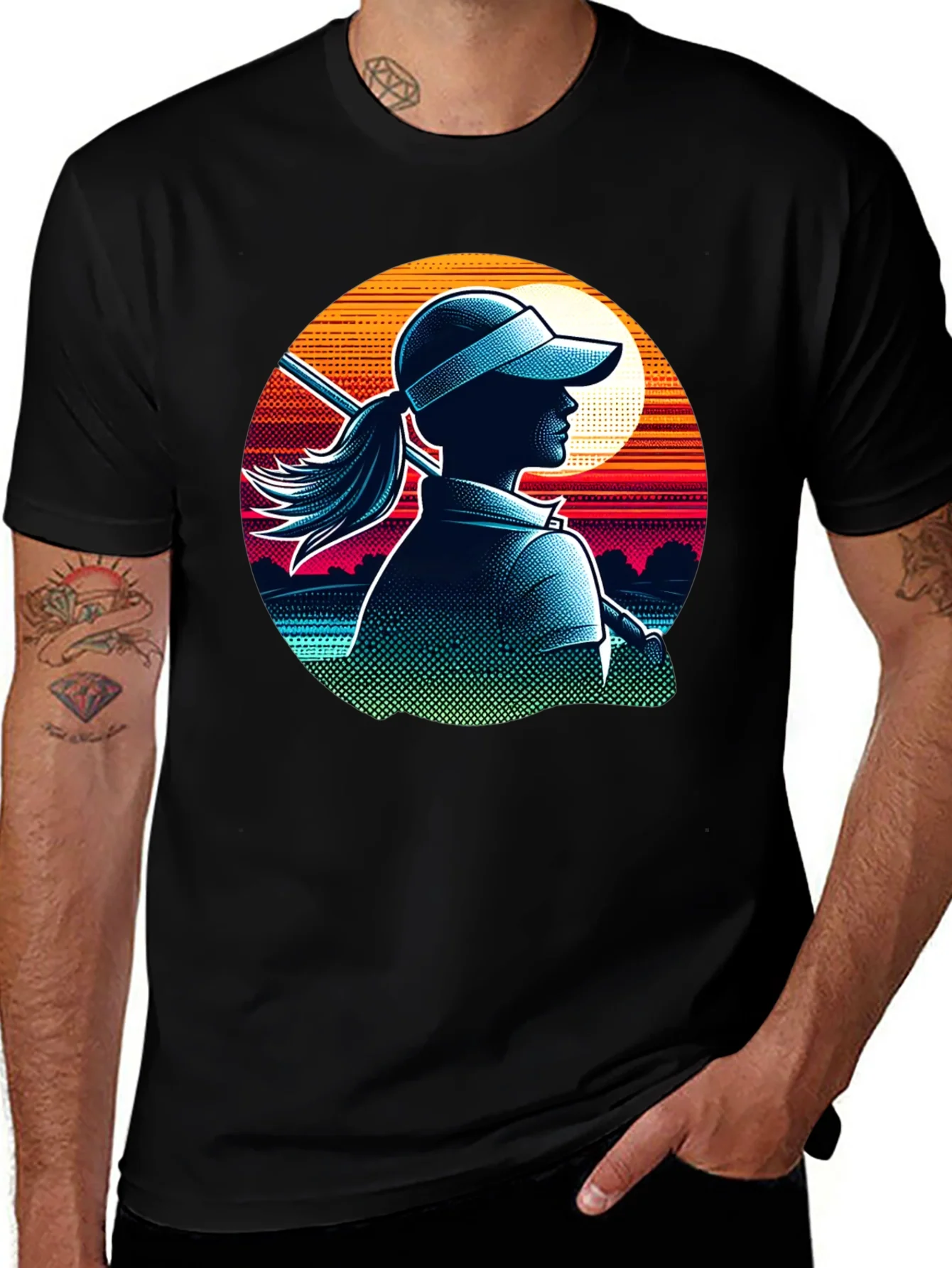 Rebbecca Golf Girl T-Shirt: Sunset Silhouette