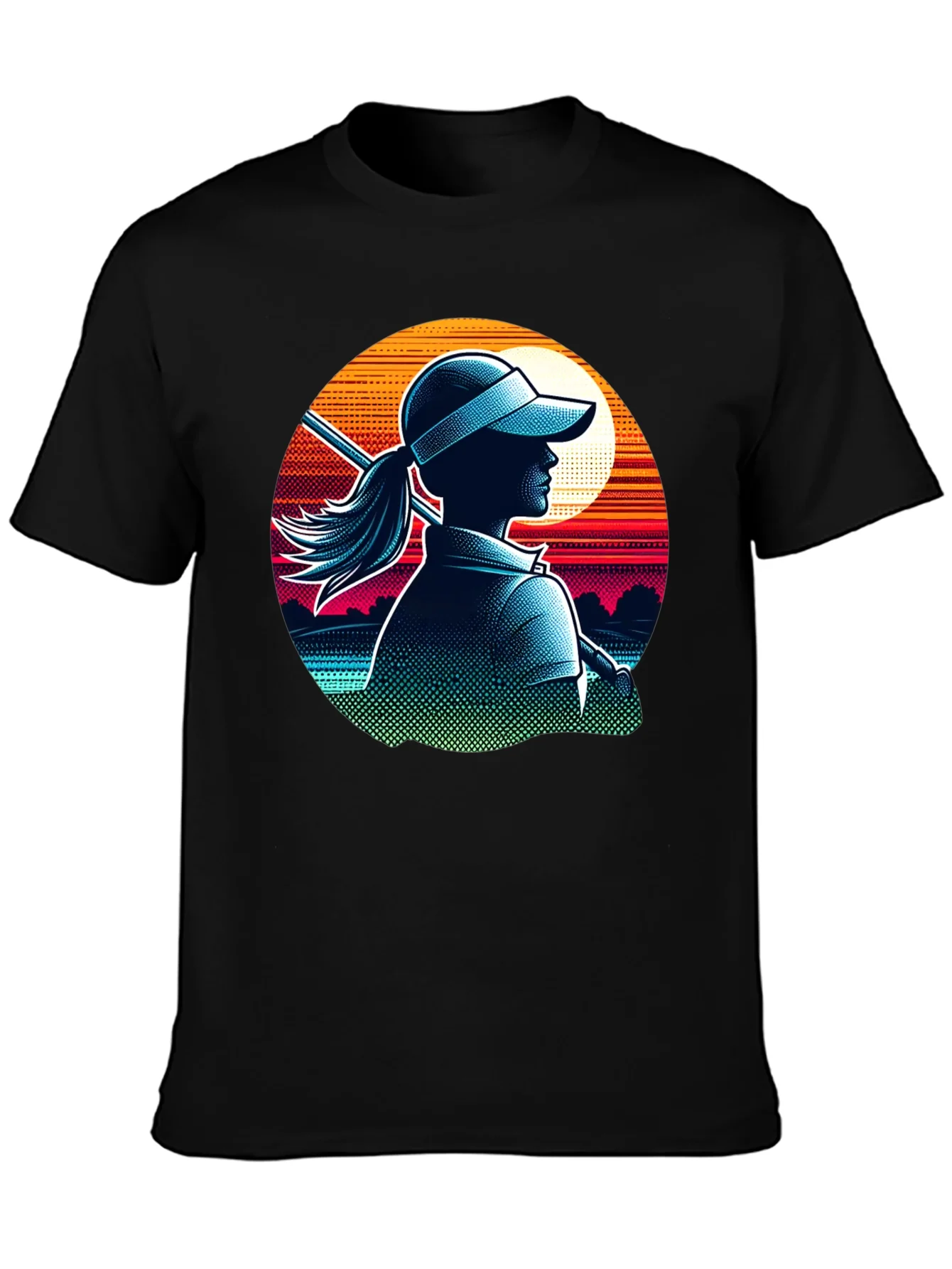 Rebbecca Golf Girl T-Shirt: Sunset Silhouette
