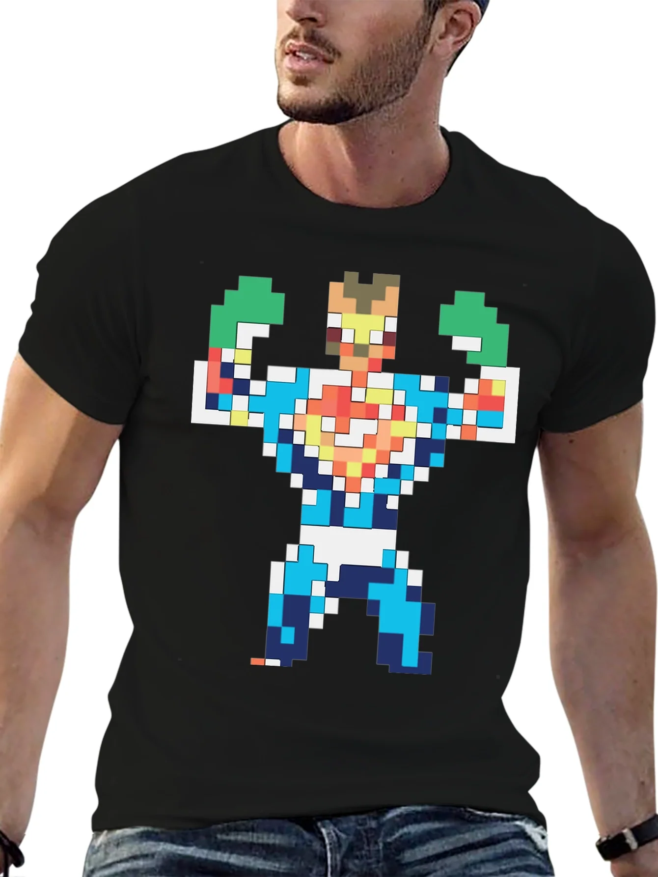 Rebbecca Pixelated Hero Graphic T-Shirt - Retro Gaming Style