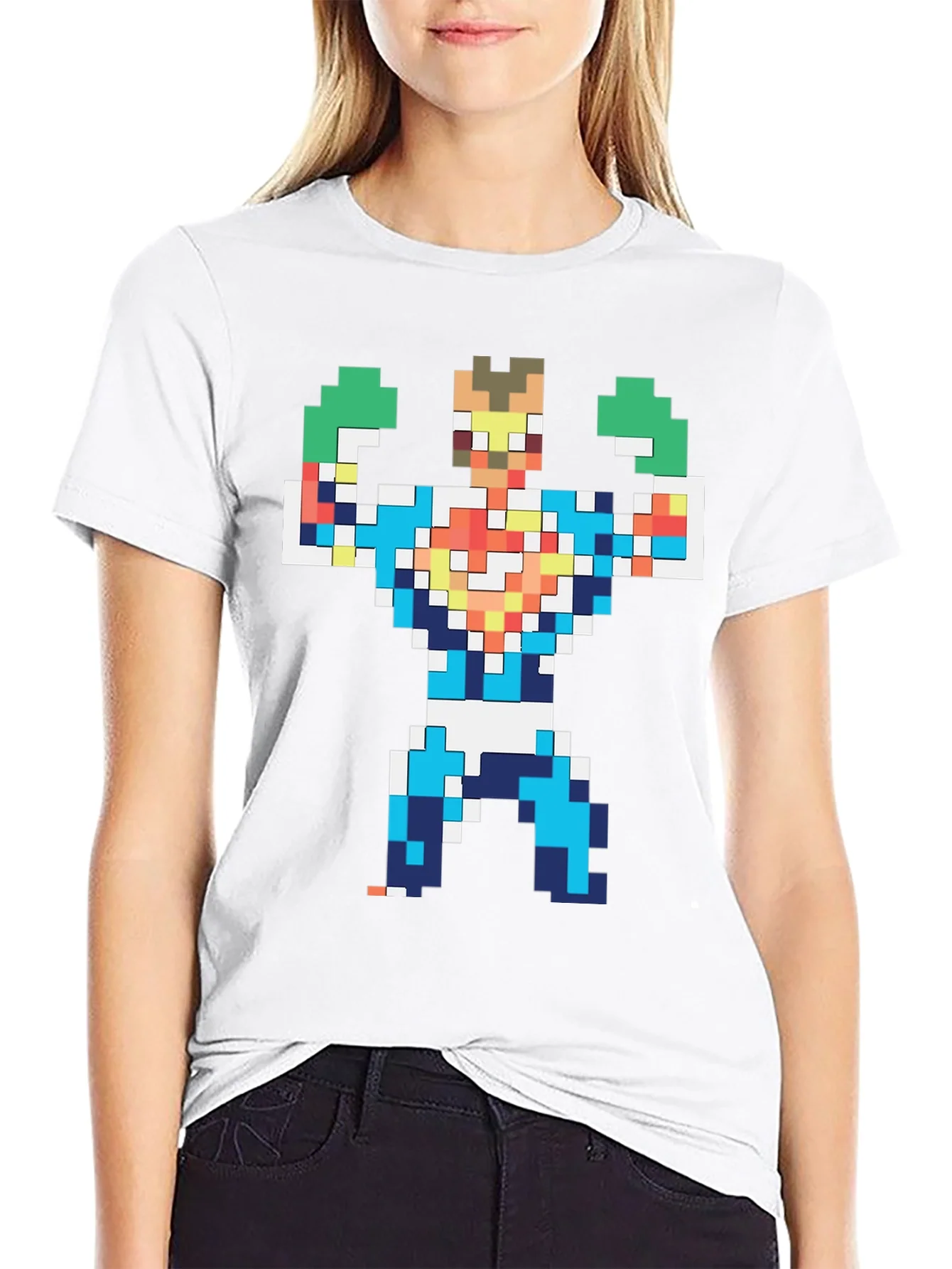Rebbecca Pixelated Hero Graphic T-Shirt - Retro Gaming Style