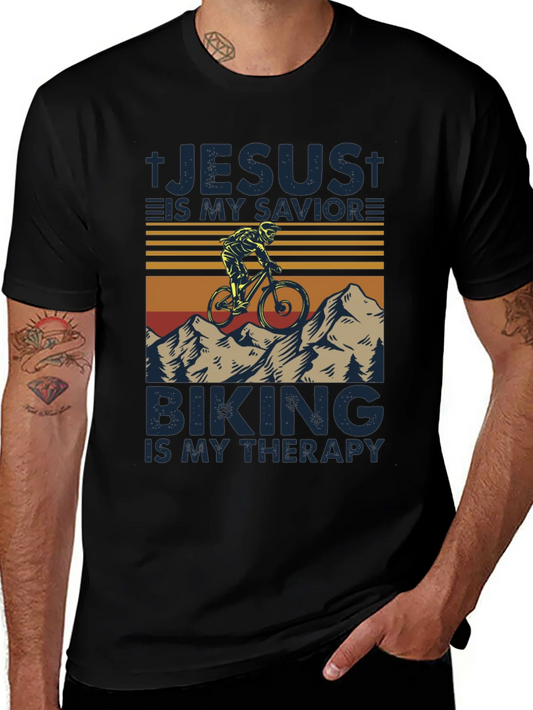 Rebbecca Jesus is My Savior Biking is My Therapy T-Shirt