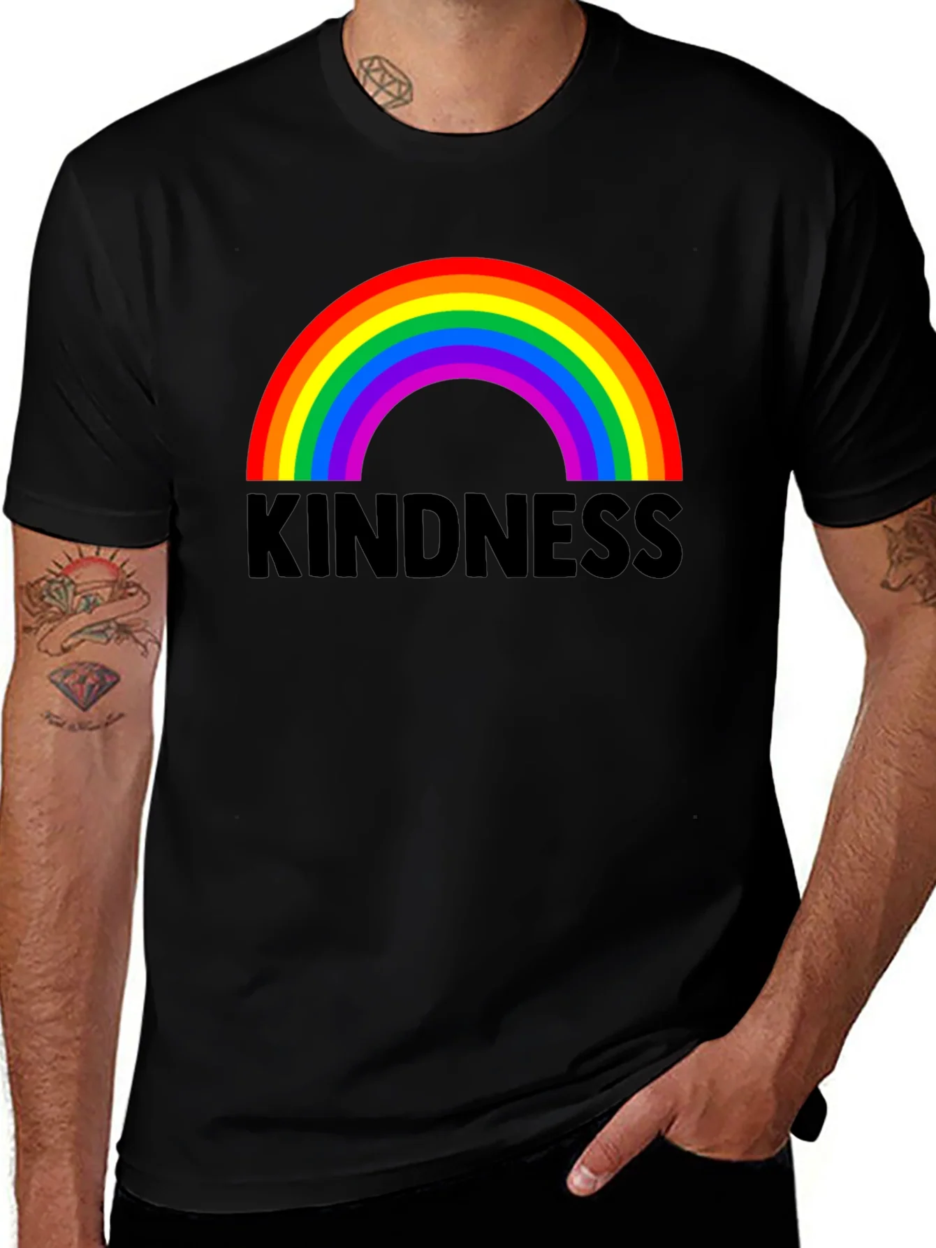 Rebbecca Kindness Rainbow Graphic Tee - Black