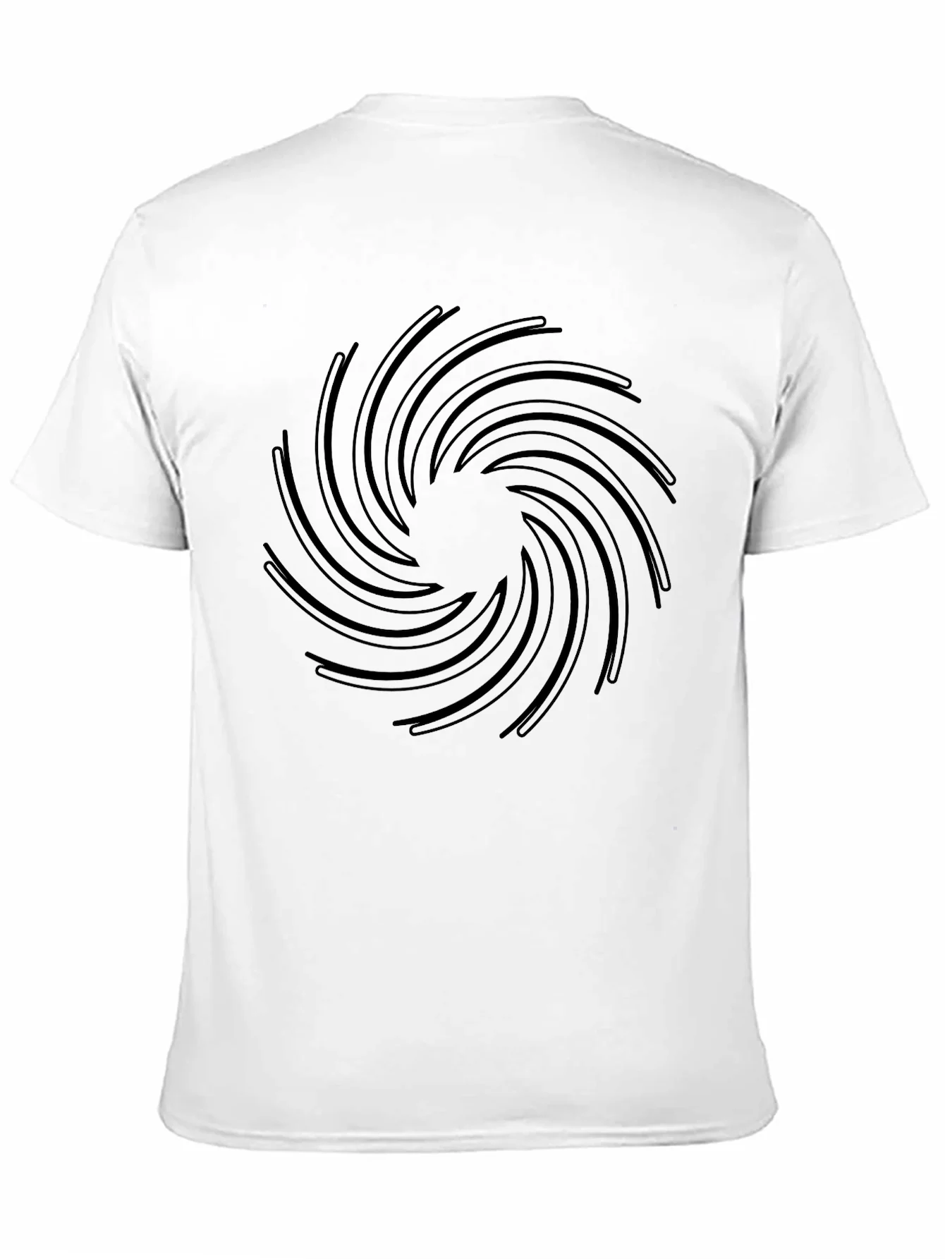 Camiseta Negra Espiral Abstracta Hombre Casual