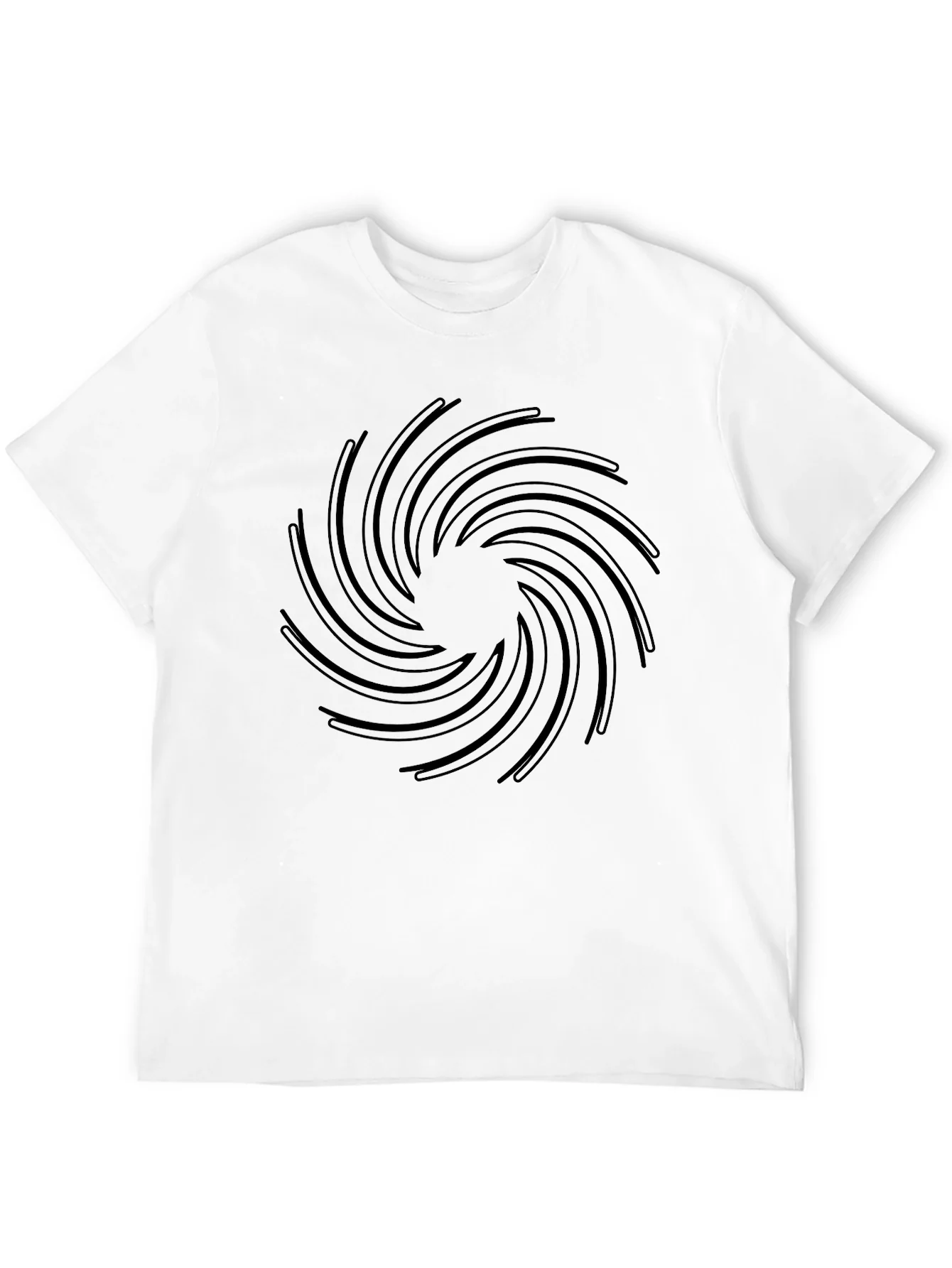Camiseta Negra Espiral Abstracta Hombre Casual
