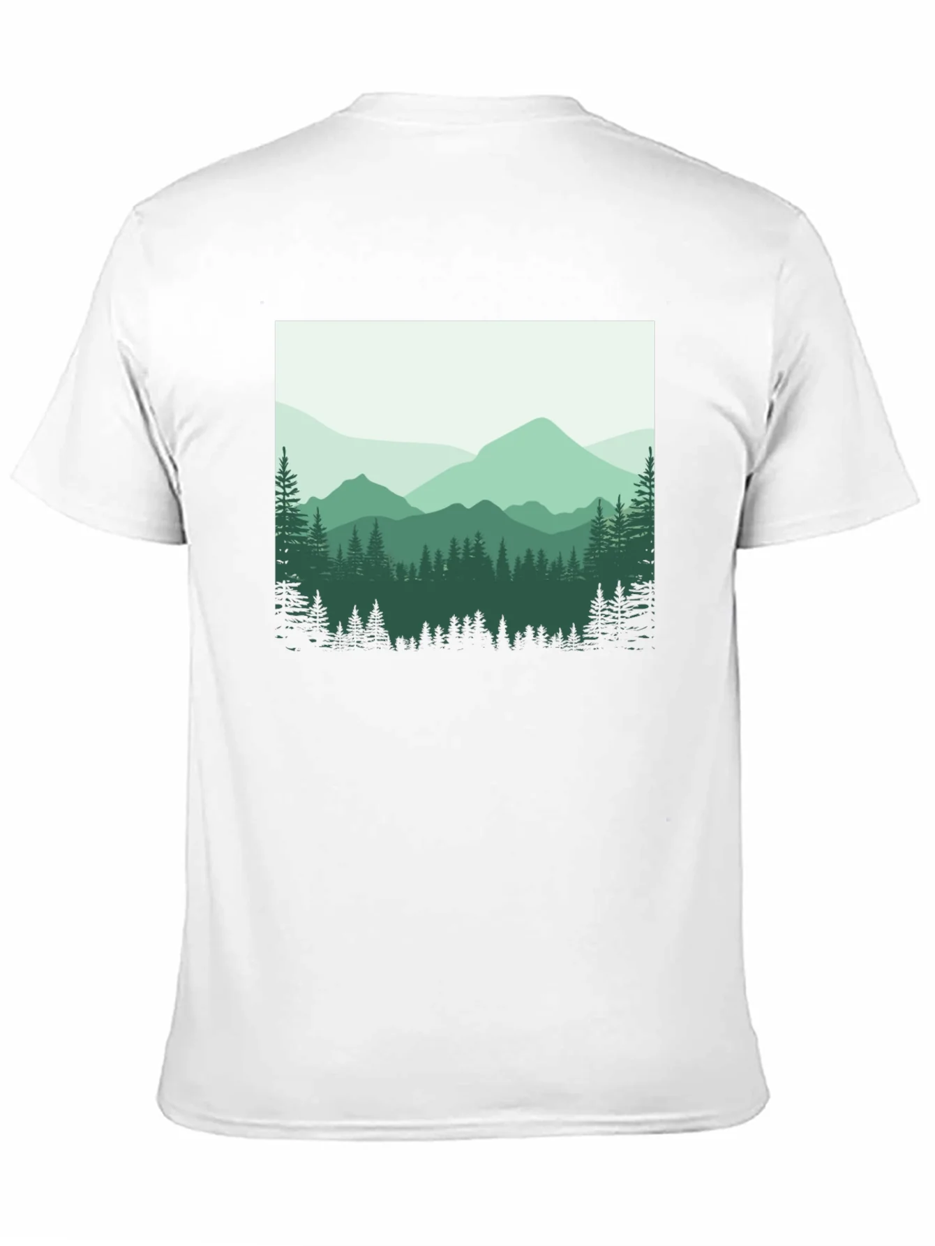 Camiseta Negra con Dise?o Monta?oso para Hombre