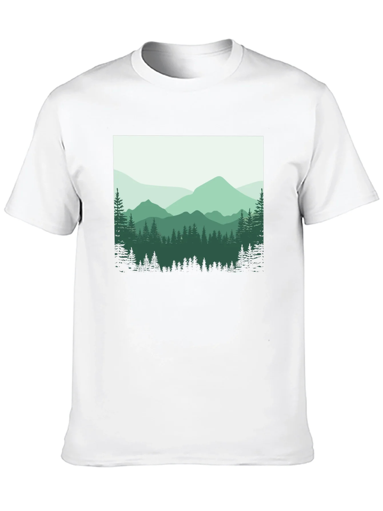 Camiseta Negra con Dise?o Monta?oso para Hombre