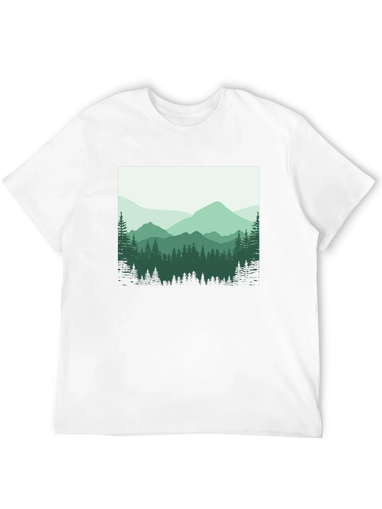 Camiseta Negra con Dise?o Monta?oso para Hombre