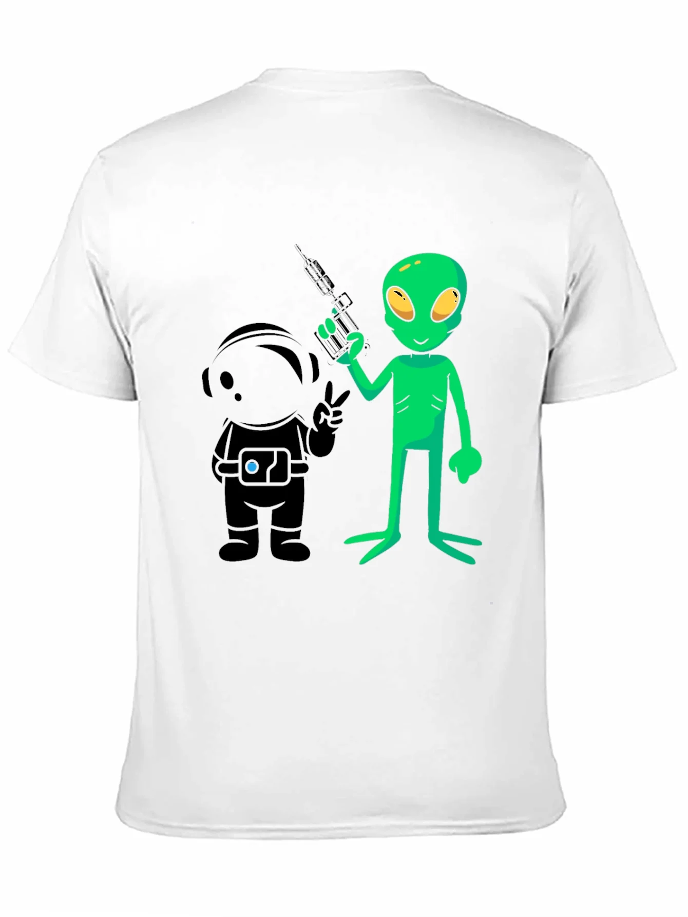 Camiseta Negra con Dise?o de Alien y Astronauta