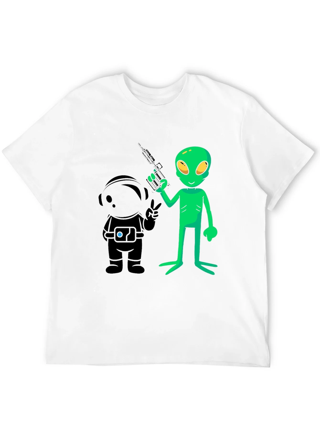 Camiseta Negra con Dise?o de Alien y Astronauta
