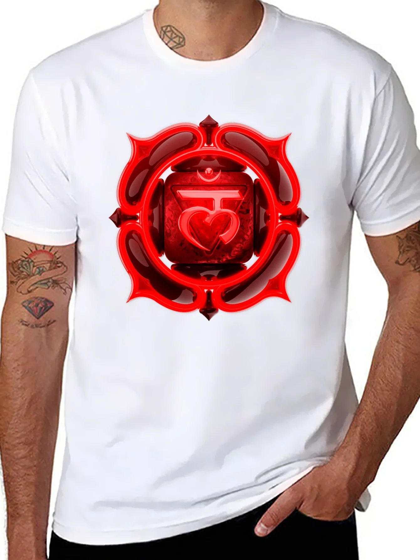 Camiseta Negra Chakra Ra¨ªz Rojo
