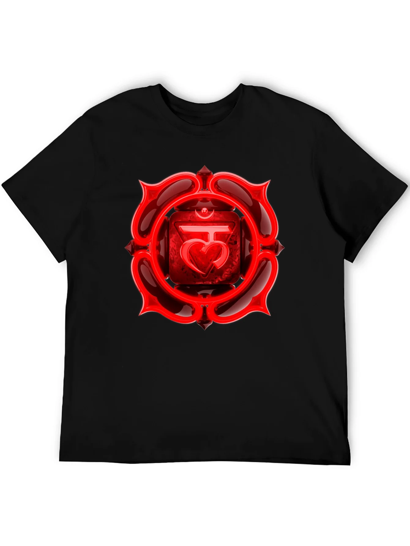 Camiseta Negra Chakra Ra¨ªz Rojo