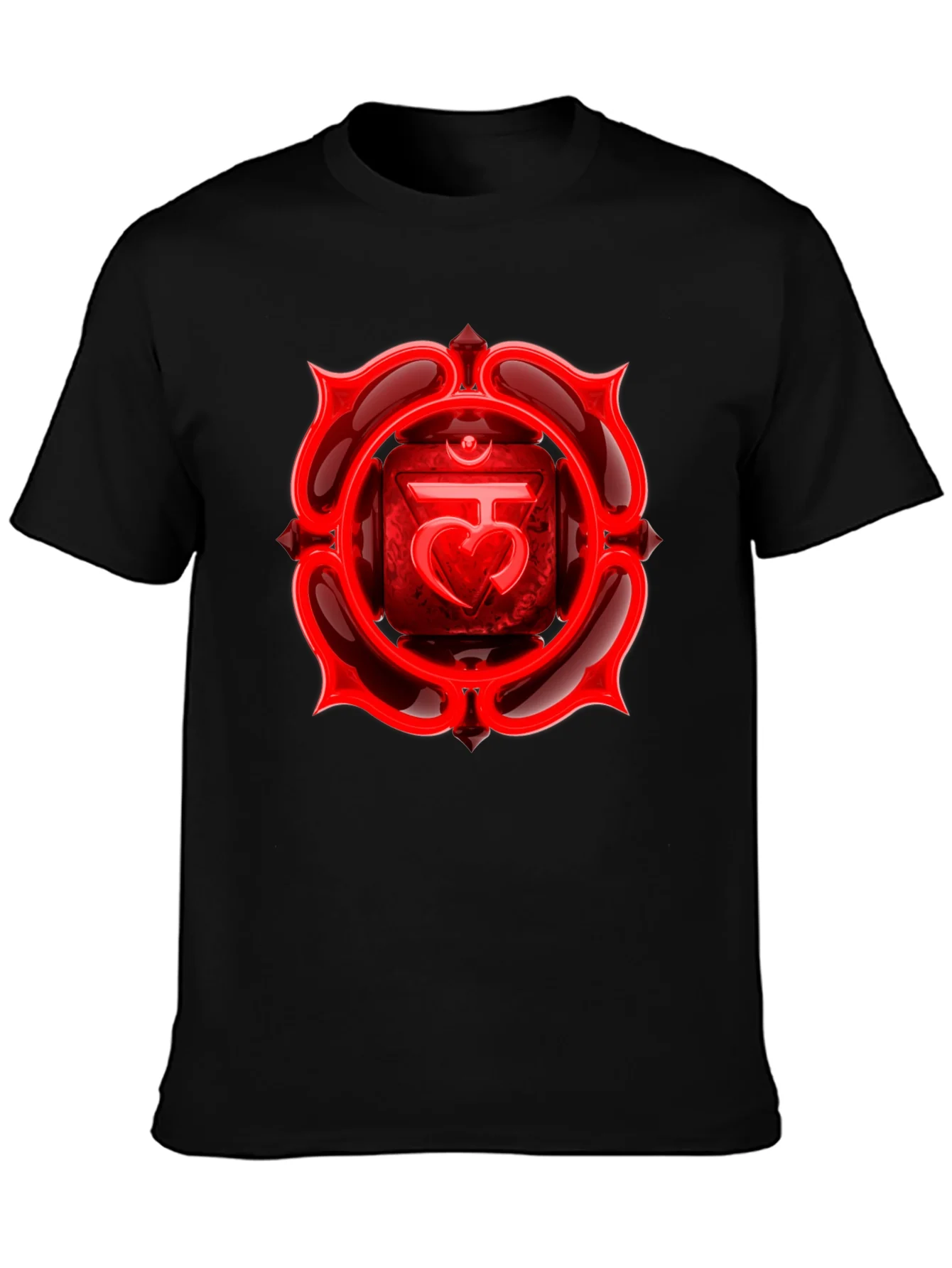 Camiseta Negra Chakra Ra¨ªz Rojo
