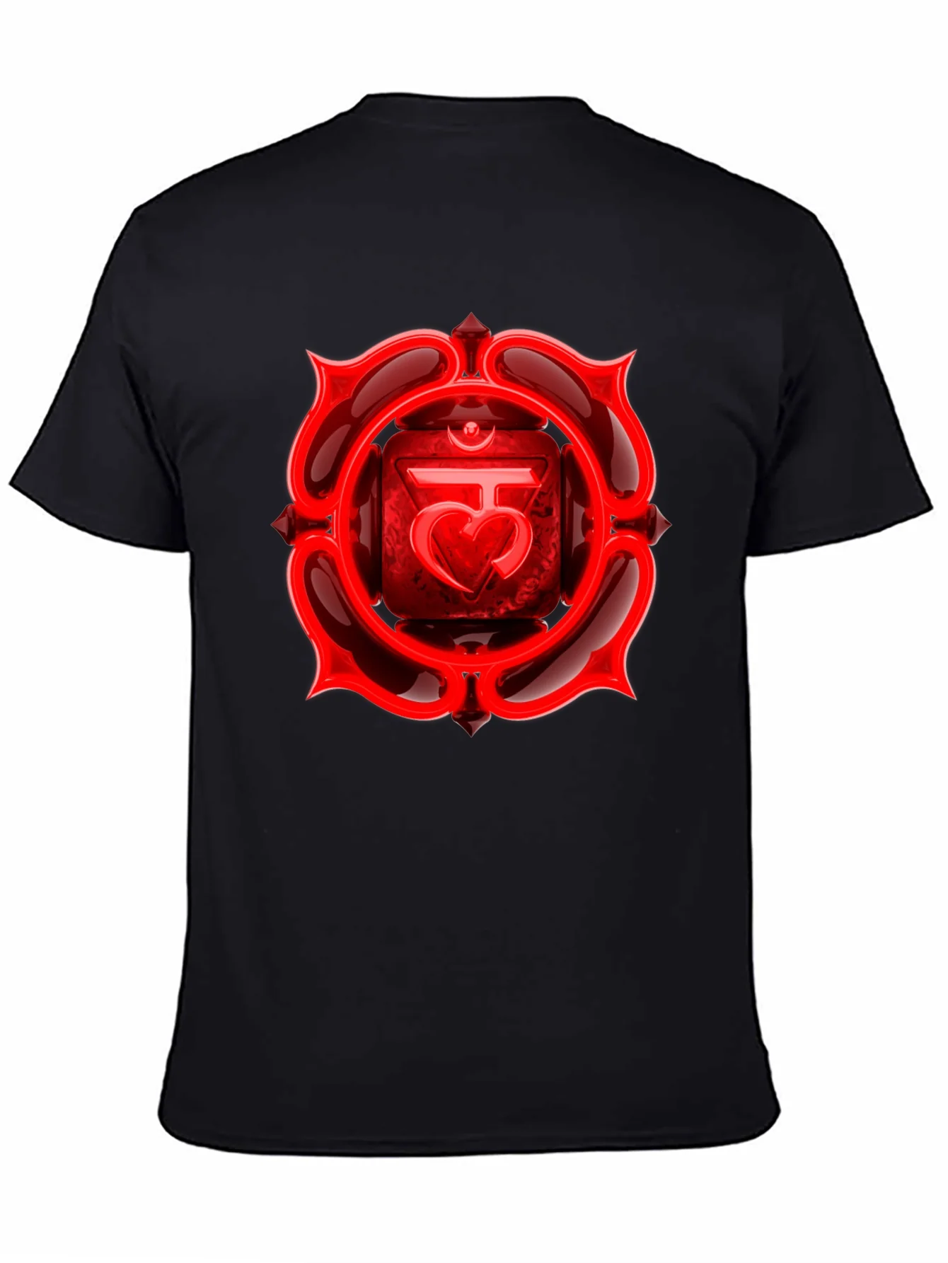 Camiseta Negra Chakra Ra¨ªz Rojo