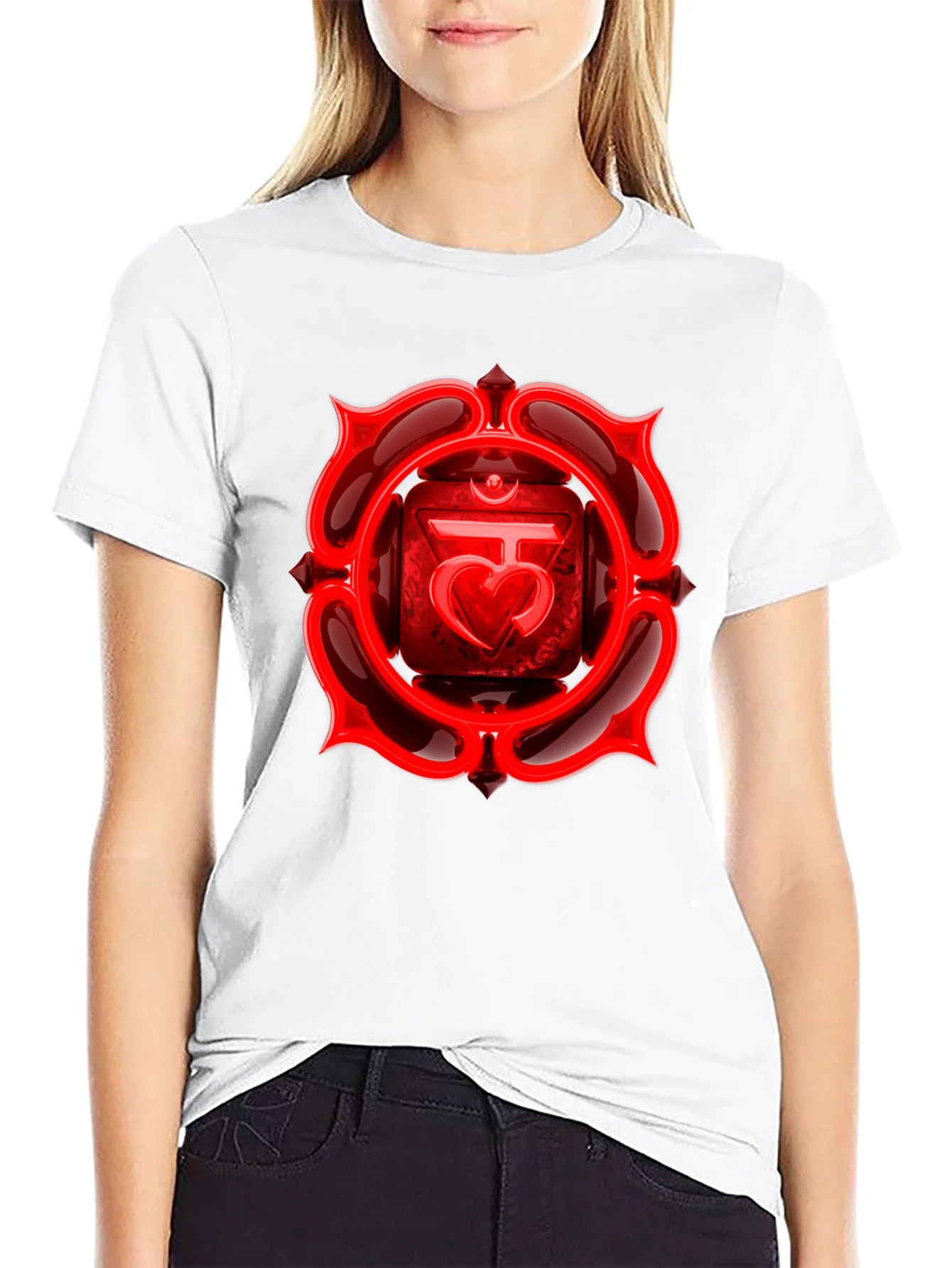 Camiseta Negra Chakra Ra¨ªz Rojo