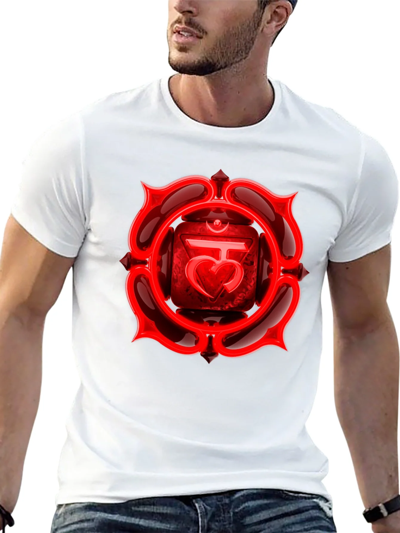 Camiseta Negra Chakra Ra¨ªz Rojo