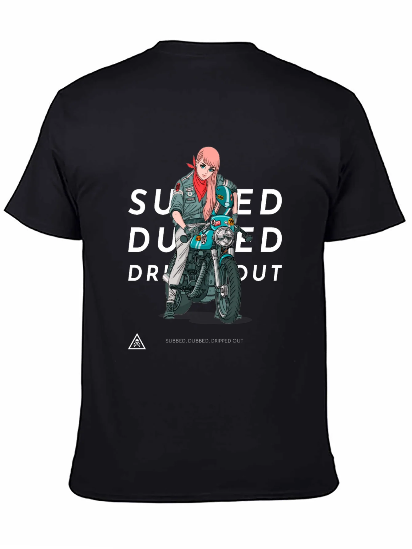 Camiseta Negra Estampada Moto Anime