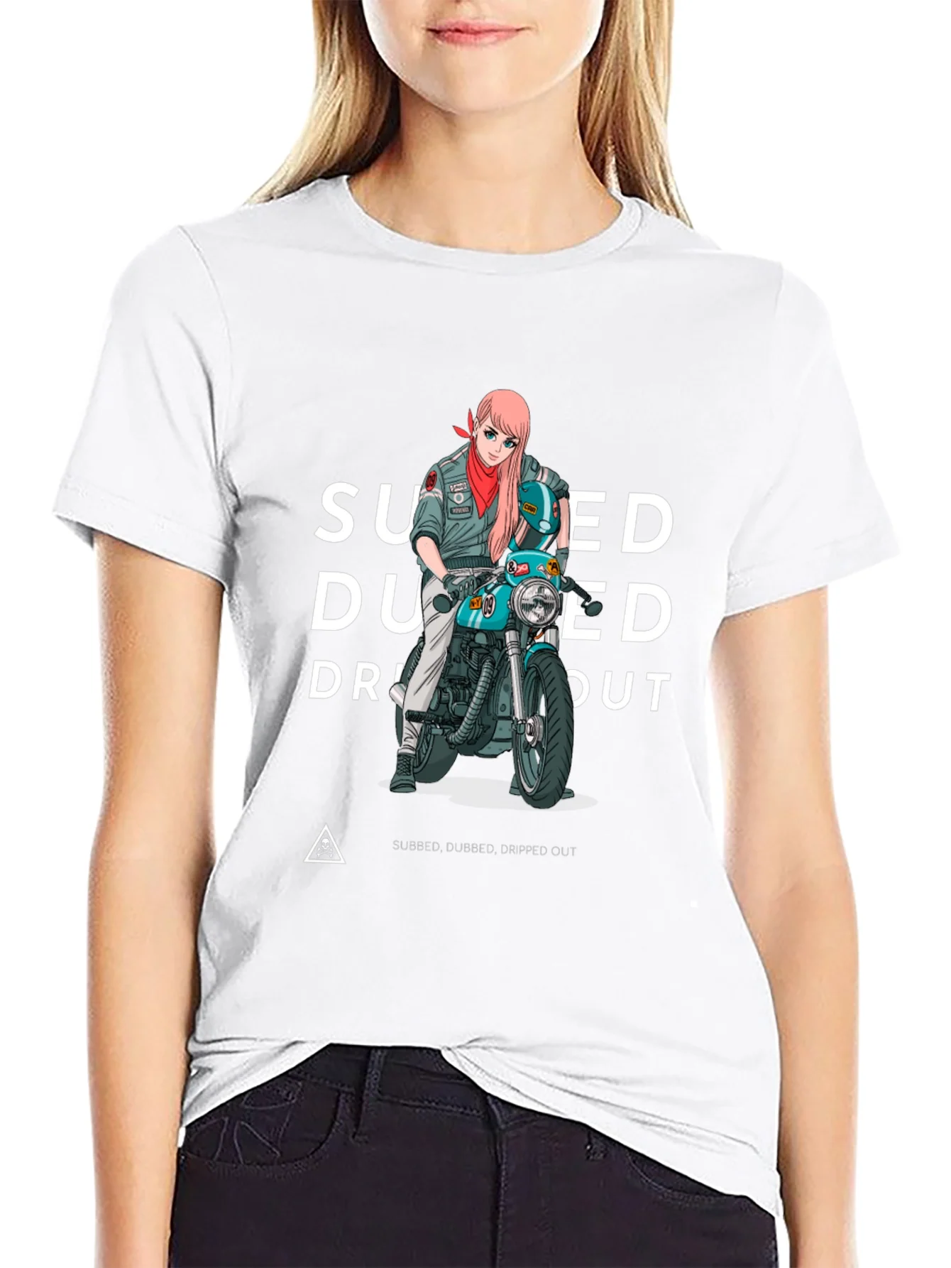 Camiseta Negra Estampada Moto Anime
