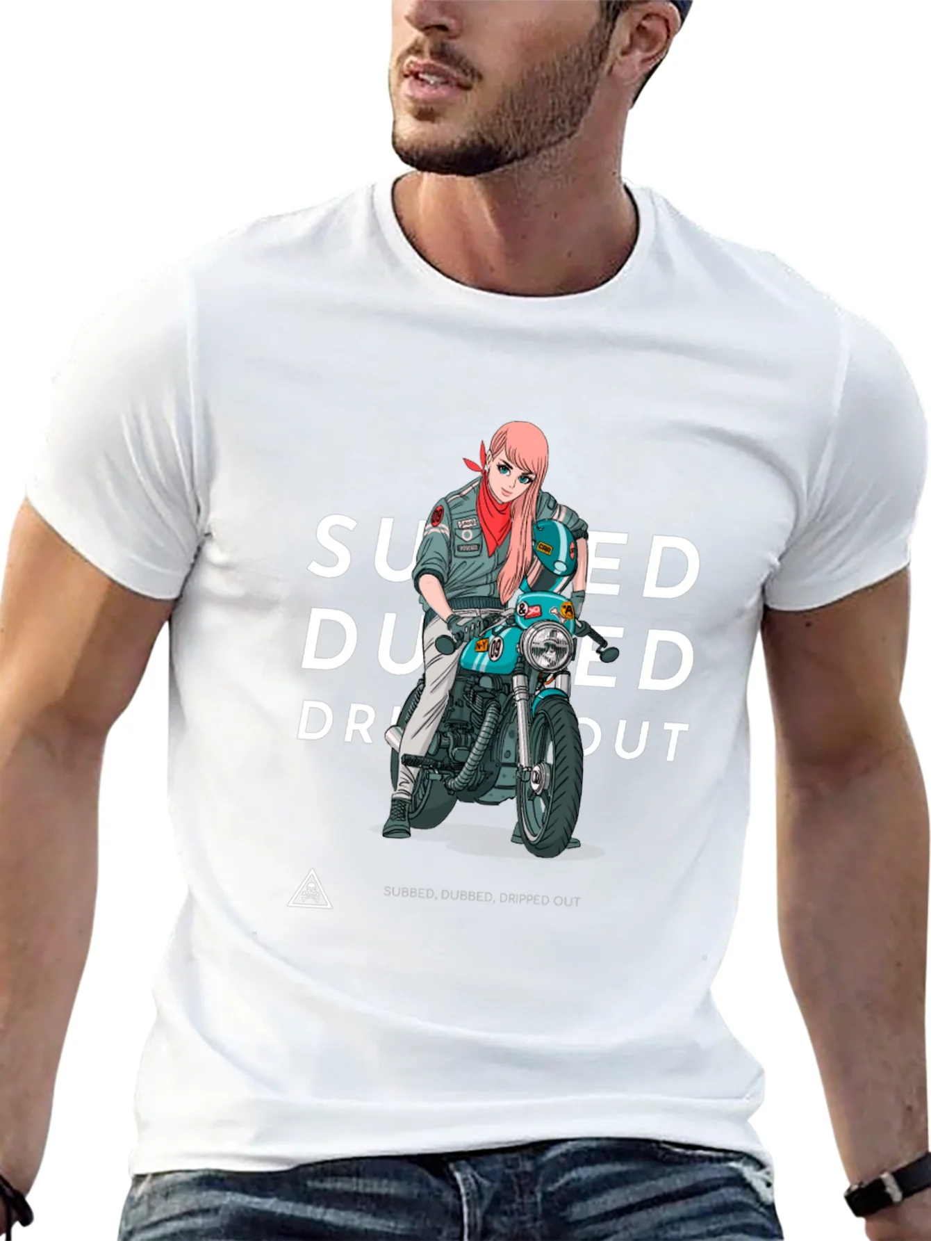 Camiseta Negra Estampada Moto Anime